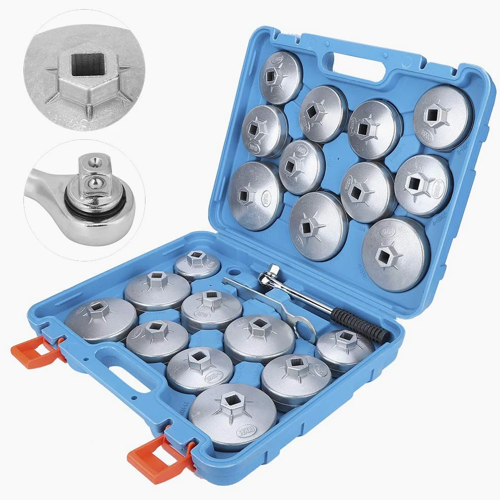 Juego de Llaves para Filtro de Aceite Tipo Taza de Alta Resistencia, 23 Uds., para Kit de Herramientas de Extracción Rápida de Filtro con Llave Inglesa