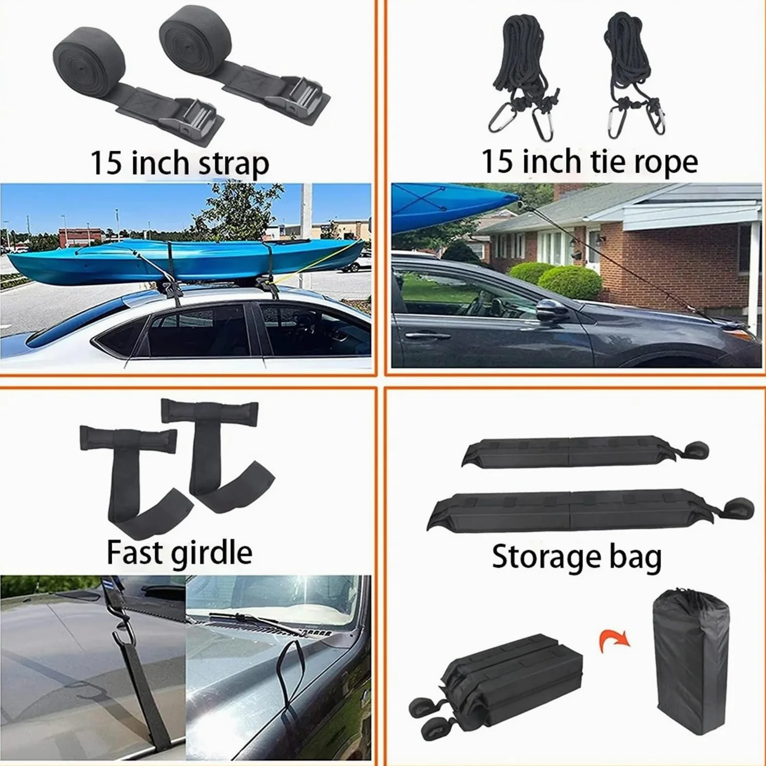 Barres Toit Portaequipajes En El Techo del Coche Universal Suave Plegable para Adecuado para Kayak/canoas/Tablas De Snowboard/Soportes Windsurf Portaequipajes Coche