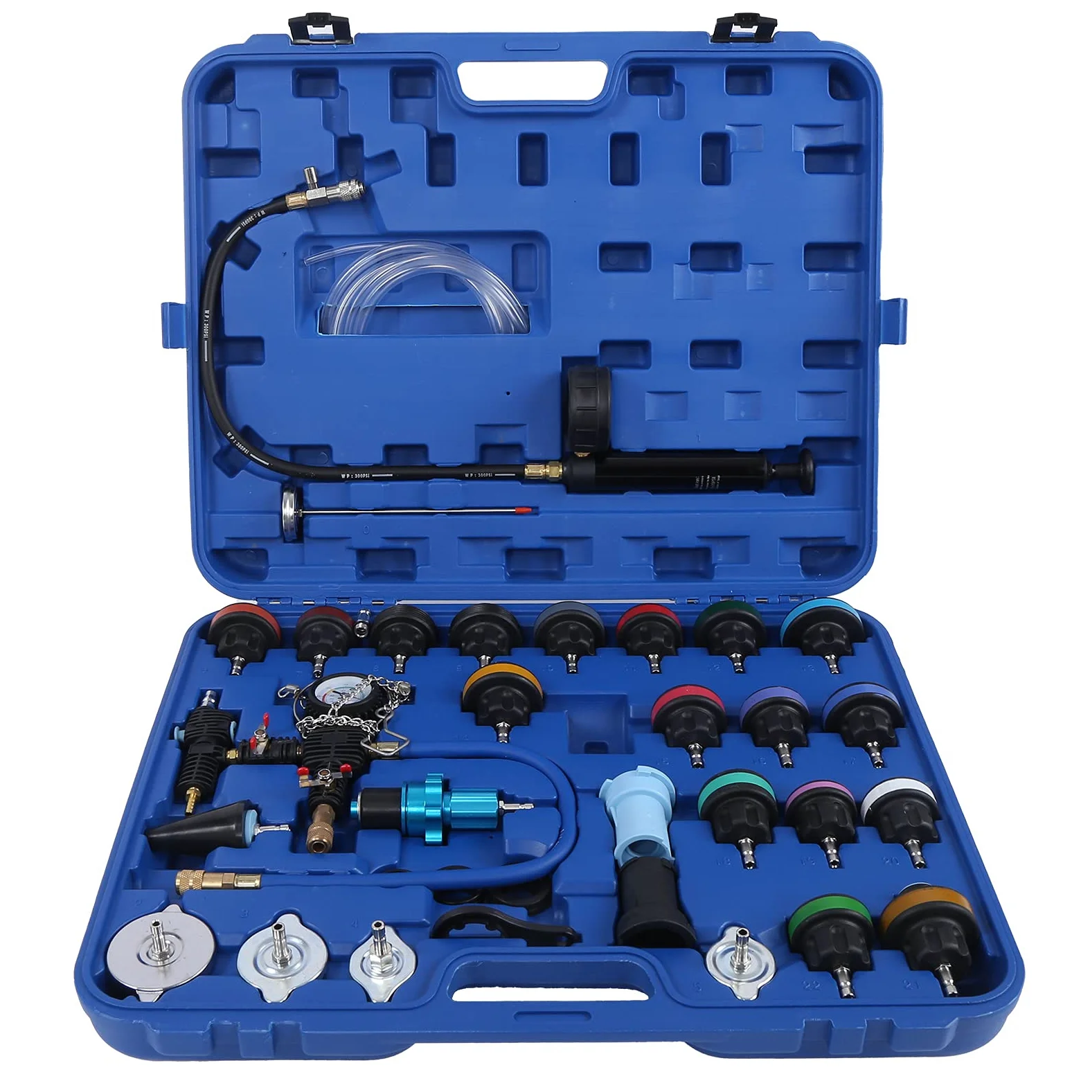 Kit de comprobador de presión de radiador de 33 piezas con detector de refrigeración universal para motocicletas automotrices