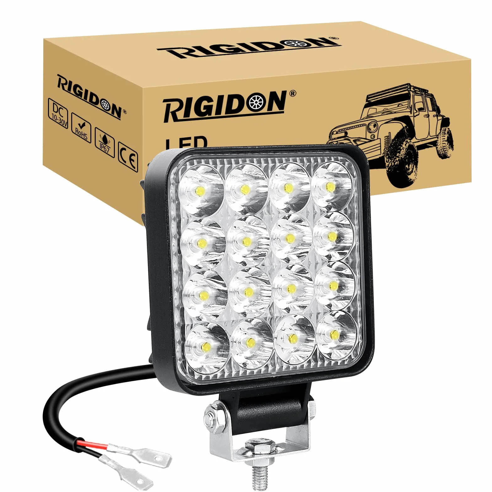 RIGIDON 48W 3.3" Mini Spot Lámpara LED Faro de Trabajo Rectangular 12V 24V para Off Road Camión 4x4 ATV