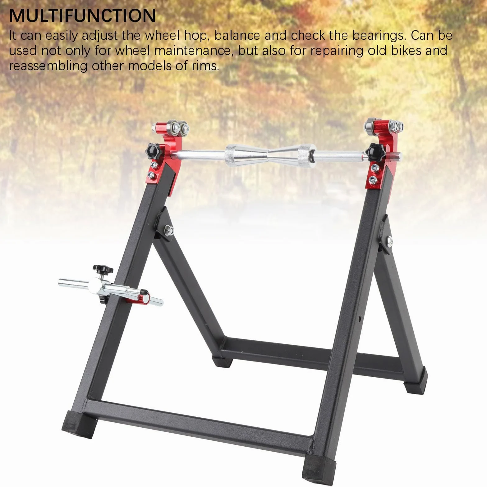 Cuifati Soporte para Equilibrador de Ruedas para Ruedas de Moto de Cross, Conos de Centrado Ajustables de Acero y Aluminio de Alta Resistencia, Equilibrador de Neumáticos Plegable Portátil para