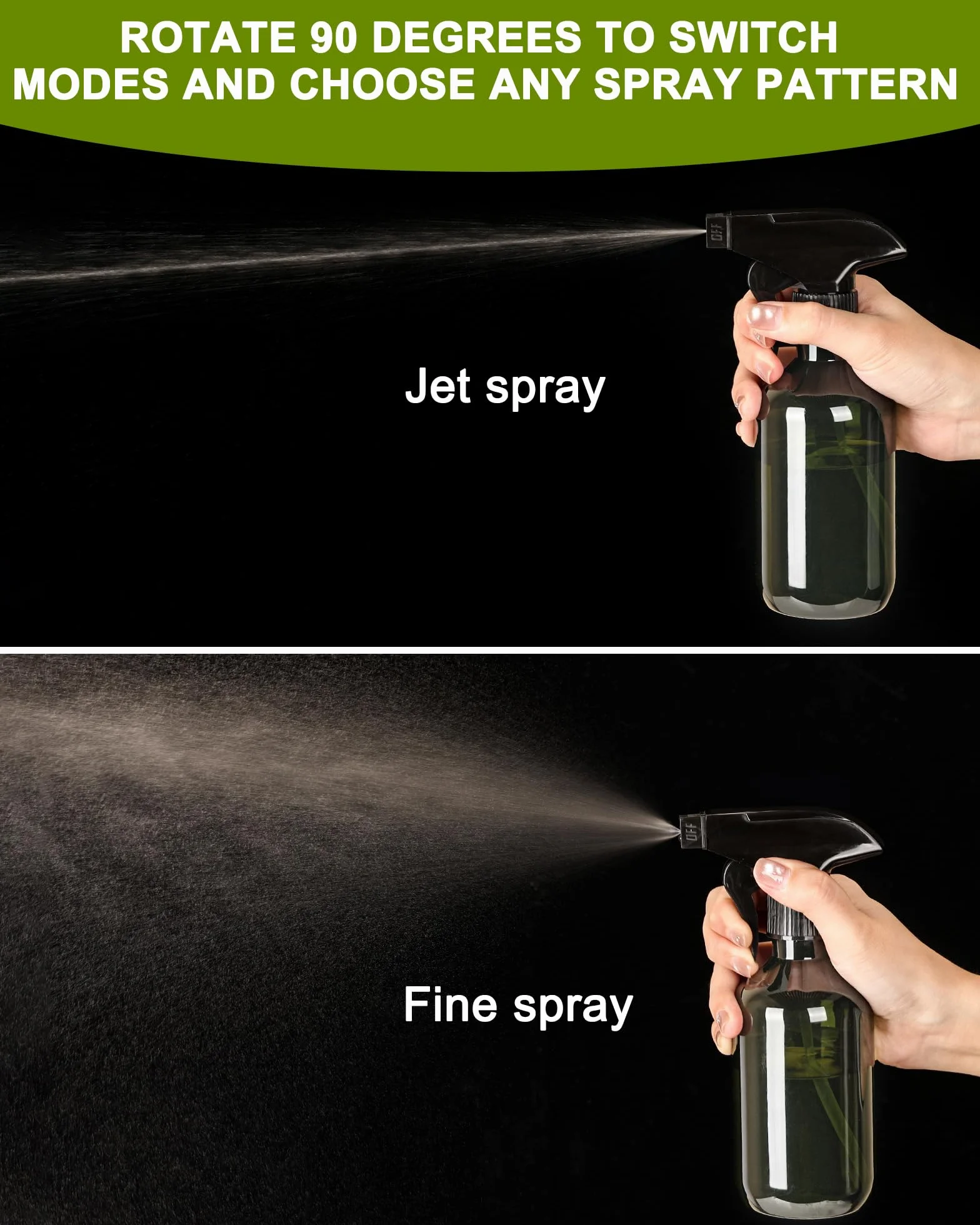 Spray Pulverizador 300ml Bote Atomizador Plastico Reutilizable con Boquilla Ajustable 2Pcs Verde Oscuro