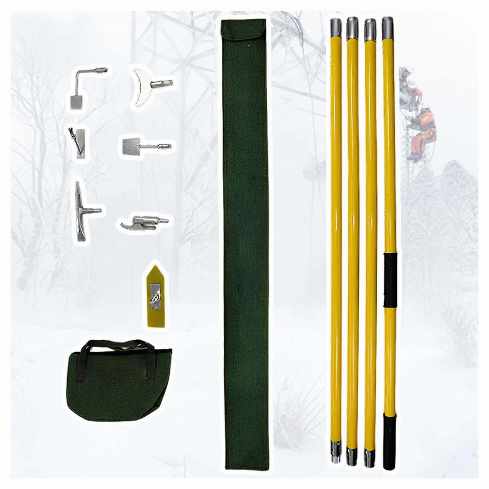 AMUFJJ rascador de Hielo Kit De Rascador Hielo Portátil con Aislamiento para Nieve, Palo Fibra Vidrio Extraíble 6 M, Herramienta para Eliminar, Y Escarcha, Equipo