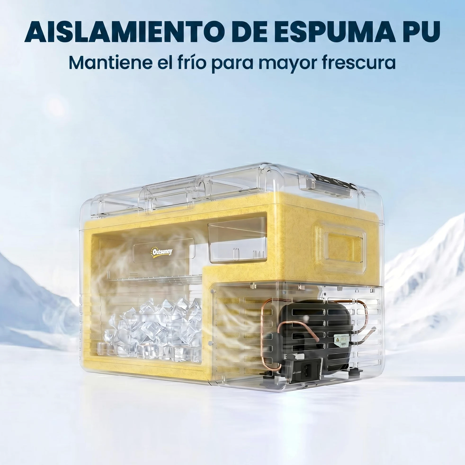 Outsunny Nevera Portátil Eléctrica 40L Refrigerador de Coche 12V/24/240V hasta -20℃ Mini Frigorífico con Compresor Pantalla LED Táctil para Hogar Camping Viajes Automóvil Barco 58,7x36,5x43,8 cm Negro