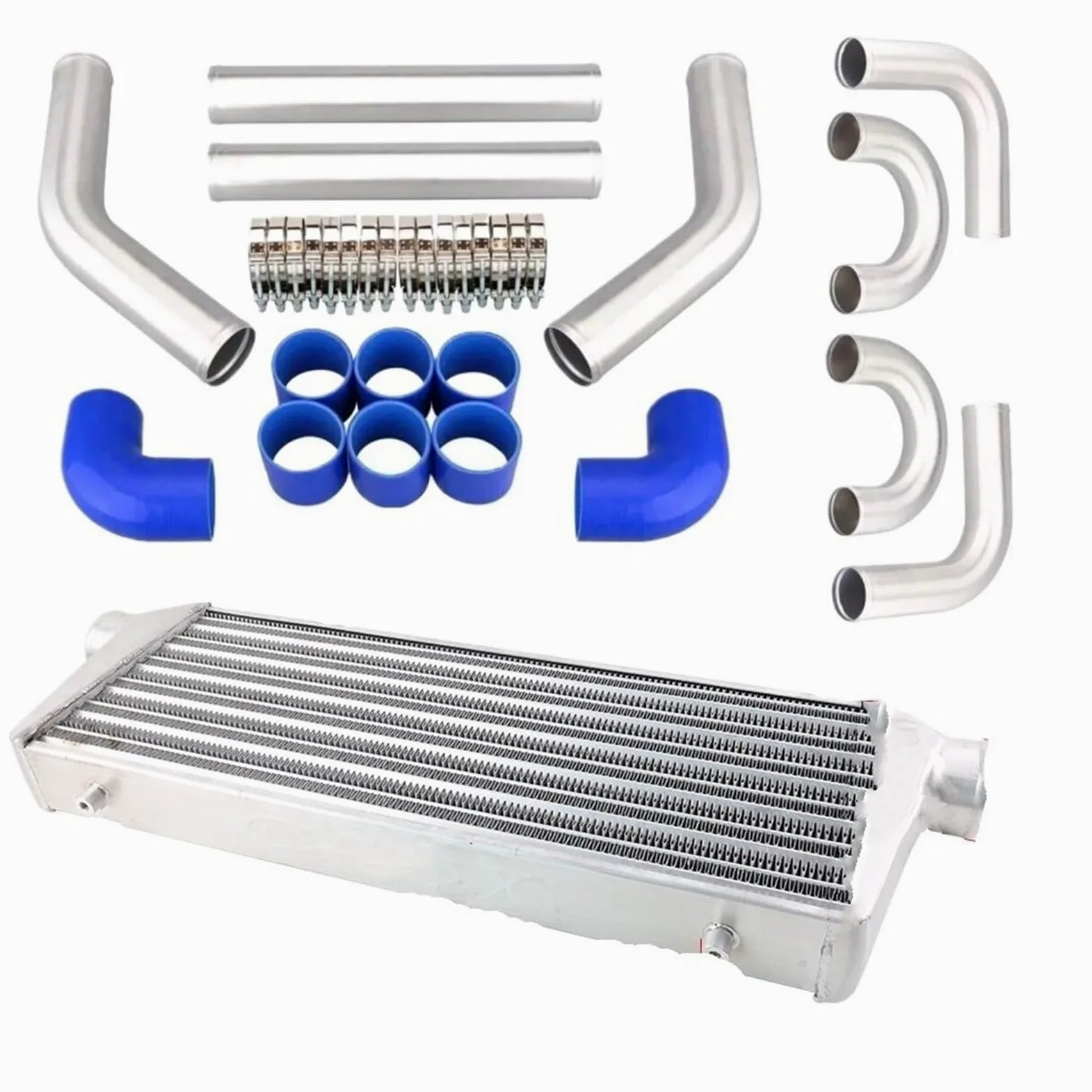 550x230x65 63mm+tubería de aluminio de 2,5"+ kit de manguera de silicona Intercooler para turbo Enfriador de aire de turbo | Intercooler de montaje frontal FMIC de refrigeración turbo