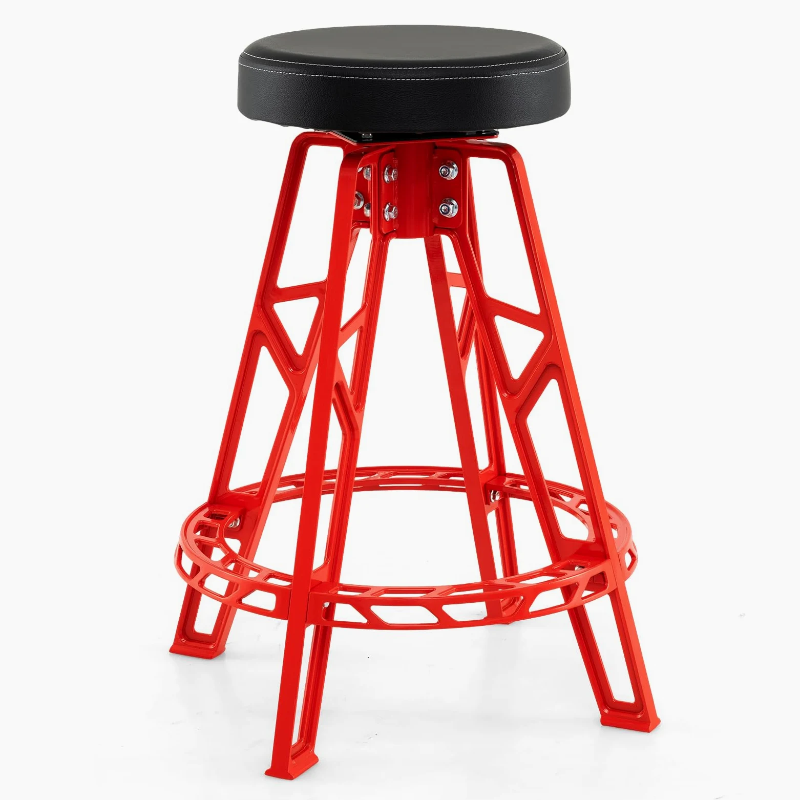 GOPLUS Taburete Giratorio para Taller Ergonómico con Superficie de PVC Impermeable | Asiento de Trabajo para Garajes, Talleres y Cuartos de Herramientas con Estructura Metálica y Carga de 182 kg