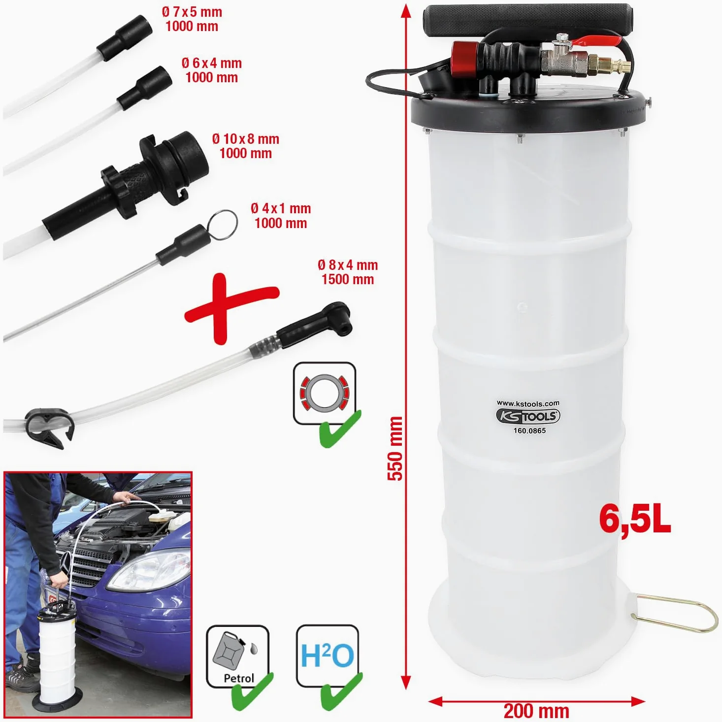 KS TOOLS 160.0865 Bomba llenado/purga Universal
