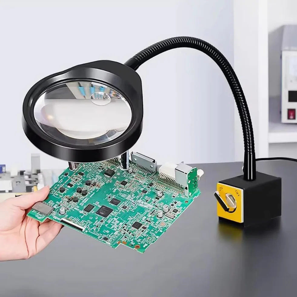 Toplionace Lupa Industrial X05 con Luces LED para Reparación Electrónica - Lámpara de Inspección de Circuitos con Lente de Cristal de Alta Definición