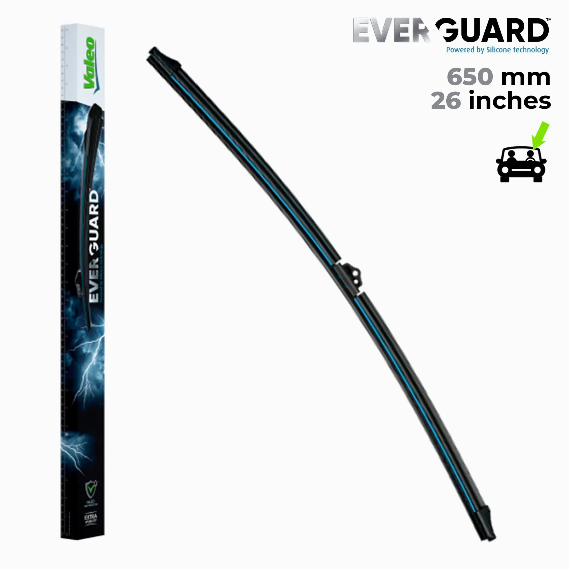VALEO EVERGUARD - Premium - Kit de Escobillas Limpiaparabrisas Con Laminas de Silicona VSF65 + VSF45 - Longitudes: 650mm + 450mm - Escobillas Delanteras - Paquete de 2