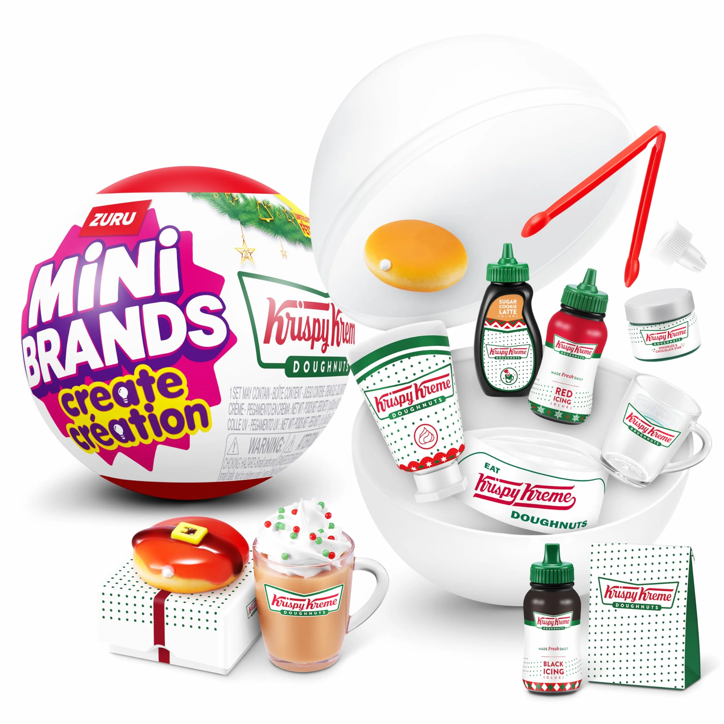 ZURU Mini Brands Cápsula Create Krispy Kreme Holiday Serie 1, Minis Coleccionables Paquete Misterioso DIY
