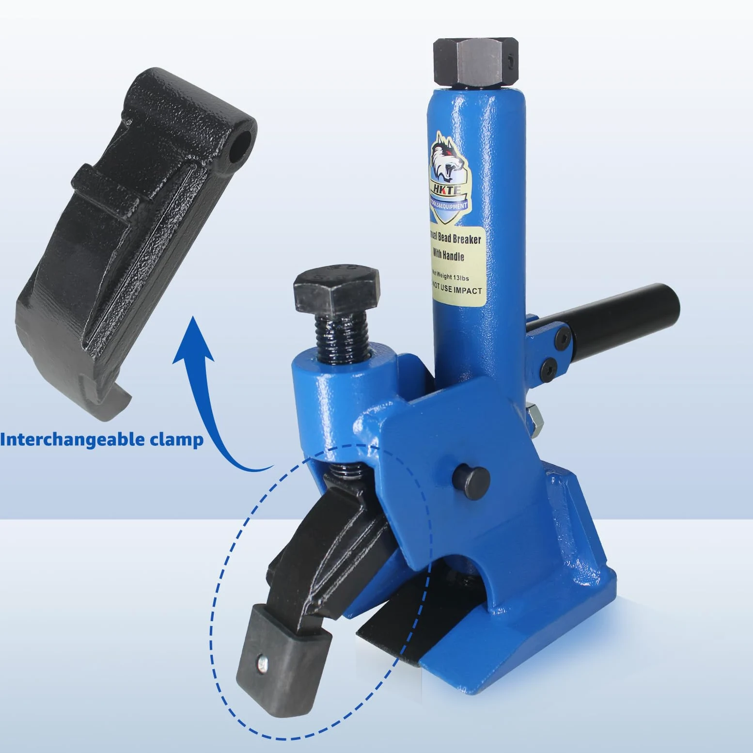 HKTE - Rompe cuentas manual de neumáticos con mango patentado: ideal para ruedas de aluminio, neumáticos de ATV, tractores, camiones, automóviles y reparación de neumáticos de alta resistencia (mango