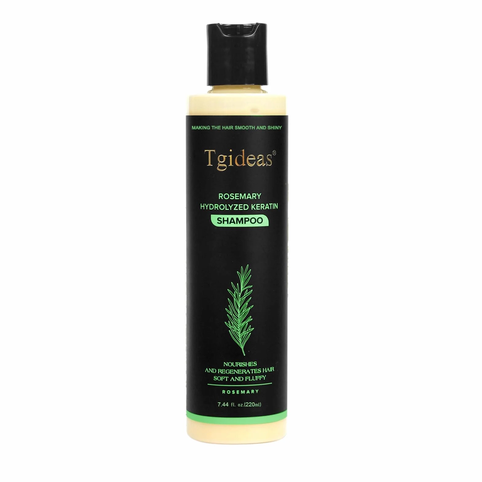 Champú orgánico de romero para crecimiento y fortalecimiento del cabello con queratina hidrolizada 7,4 ml