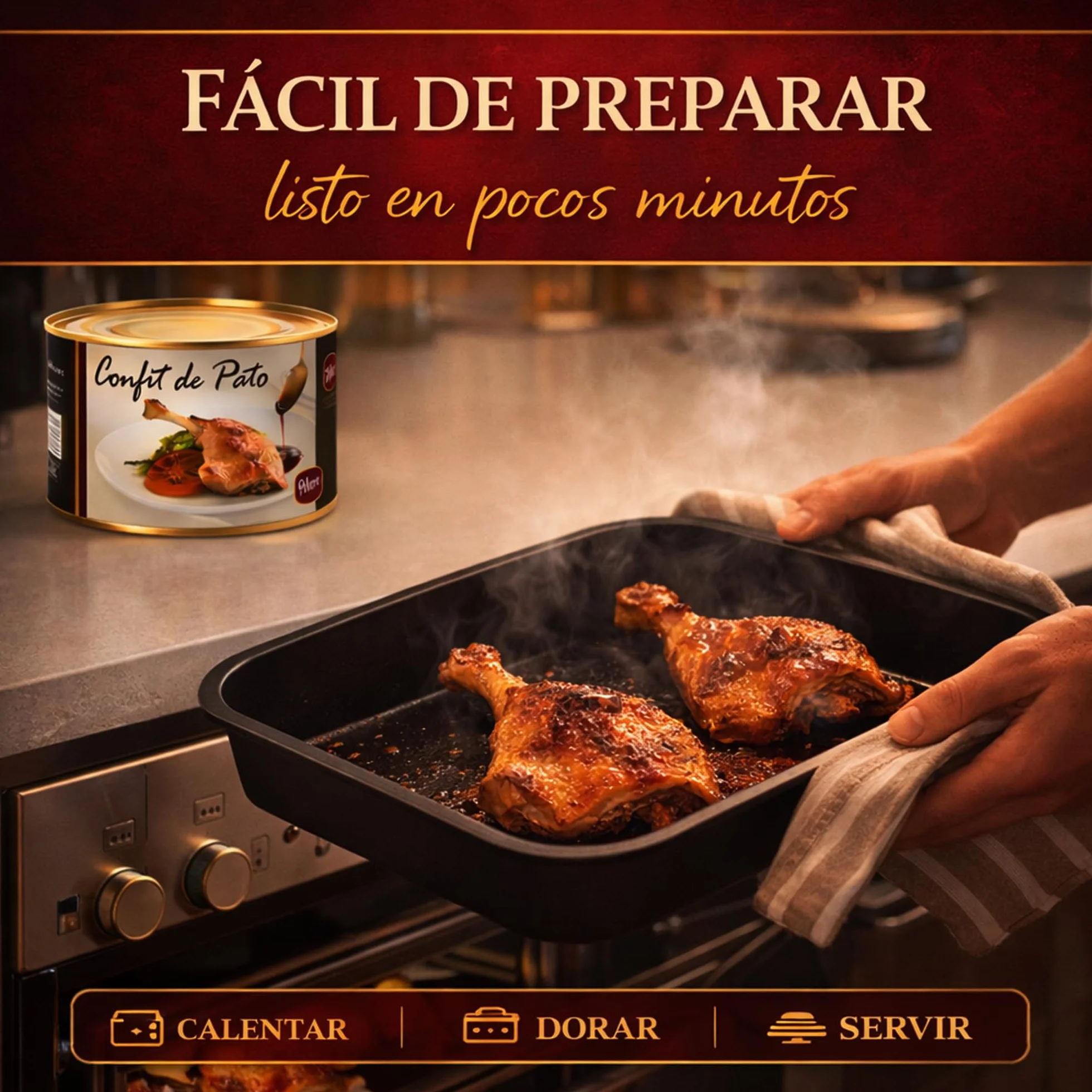 POLGRI Confit de Pato Muslos Confitados Gourmet 1350 g 4/5 Unidades Carne de Caza Premium Receta Manchega