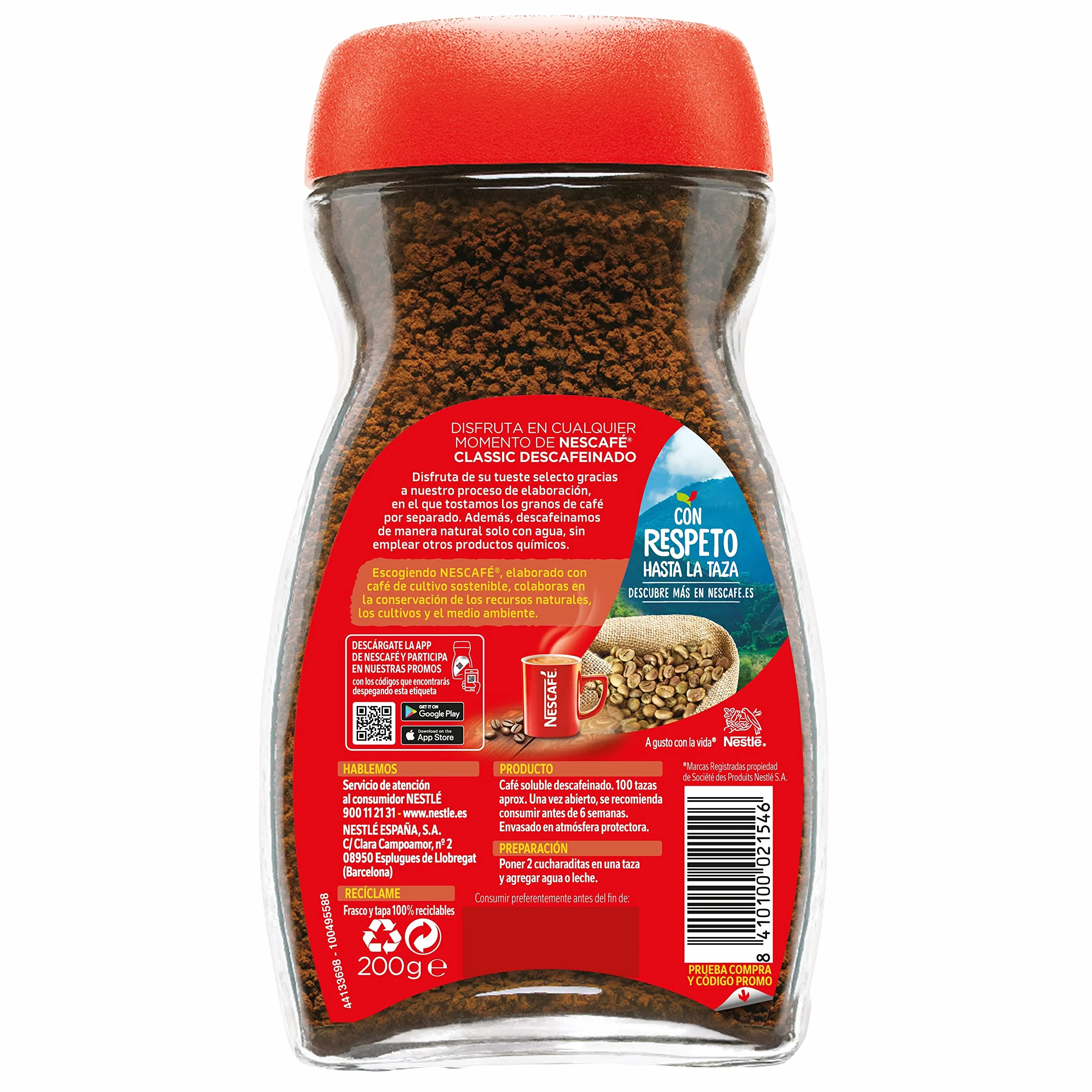 Nescafé Classic Café Soluble Descafeinado 200g