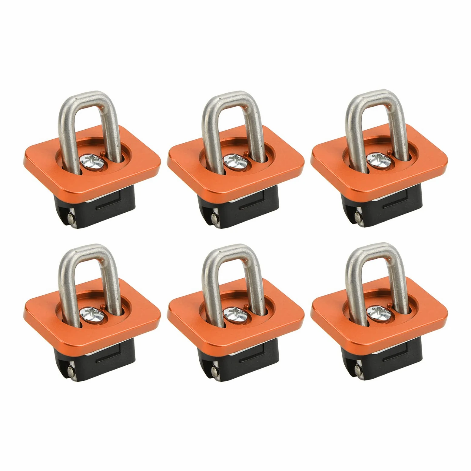 Juego de 6 anclajes de amarre para cama de camión, anillos de de acero inoxidable, repuesto de 1000 libras para 2007-2021 (Naranja)
