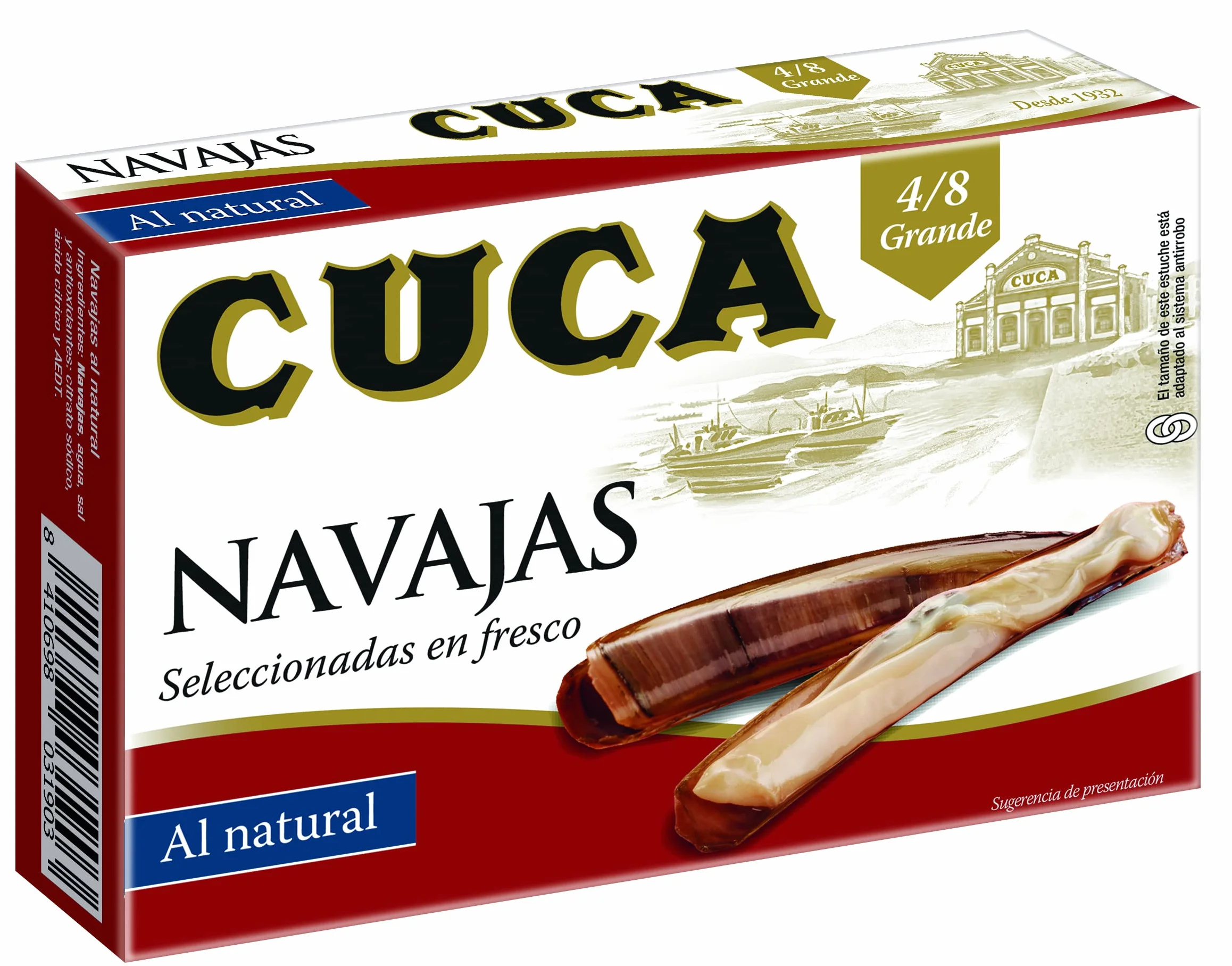 Navajas Cuca al natural 4/8 piezas grande pack 5 latas 120gr