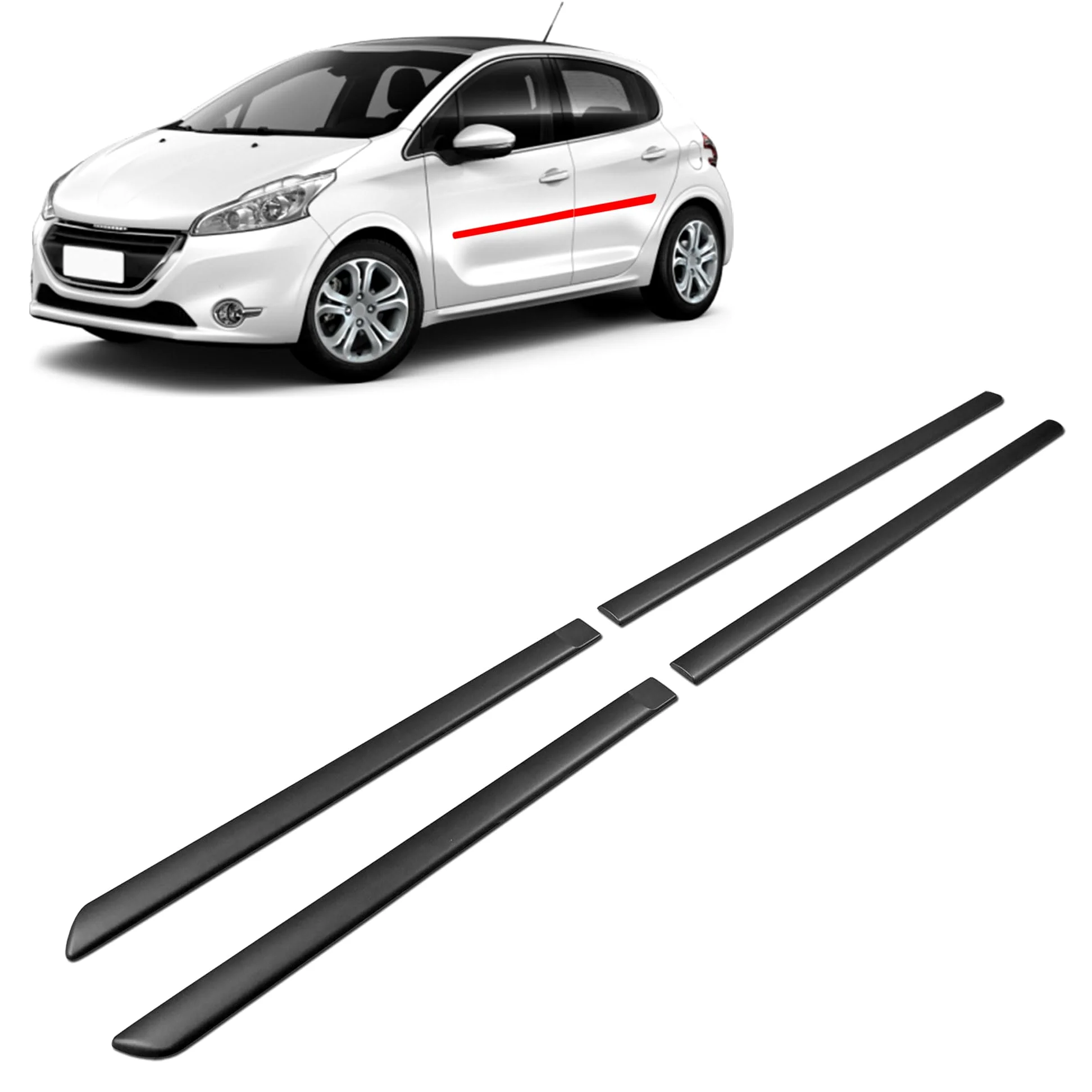 CHROMEMASTER | Molduras Protectoras Laterales para Puertas de Coche | Compatibles con Peugeot 208 5 Puertas Hatchback 2012-2019 | El plastico | Molduras protegen Las Puertas del Coche de daños