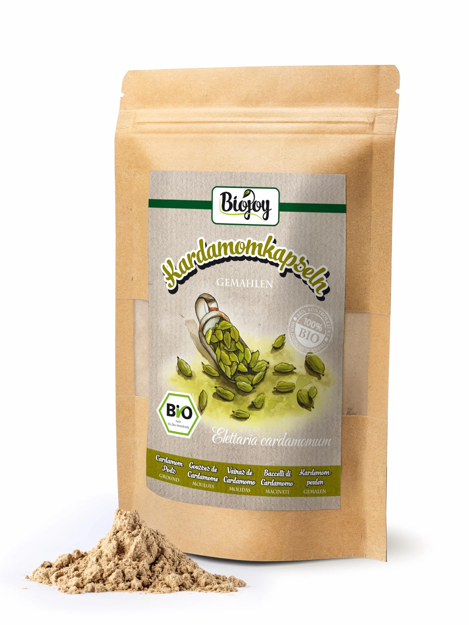 Biojoy Cardamomo molido BÍO 250 g Polvo de Elettaria cardamomum