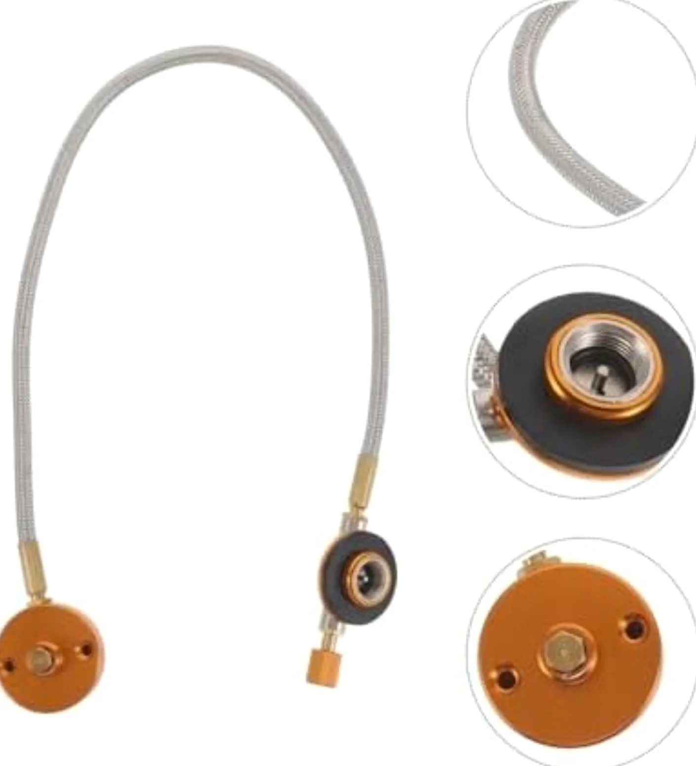 Tubo de conexión de gas Manguera trenzada de acero inoxidable Estufa exterior Accesorio de válvula de gas Propano, para adaptador de tanque manguera flexible de escape de vehículo