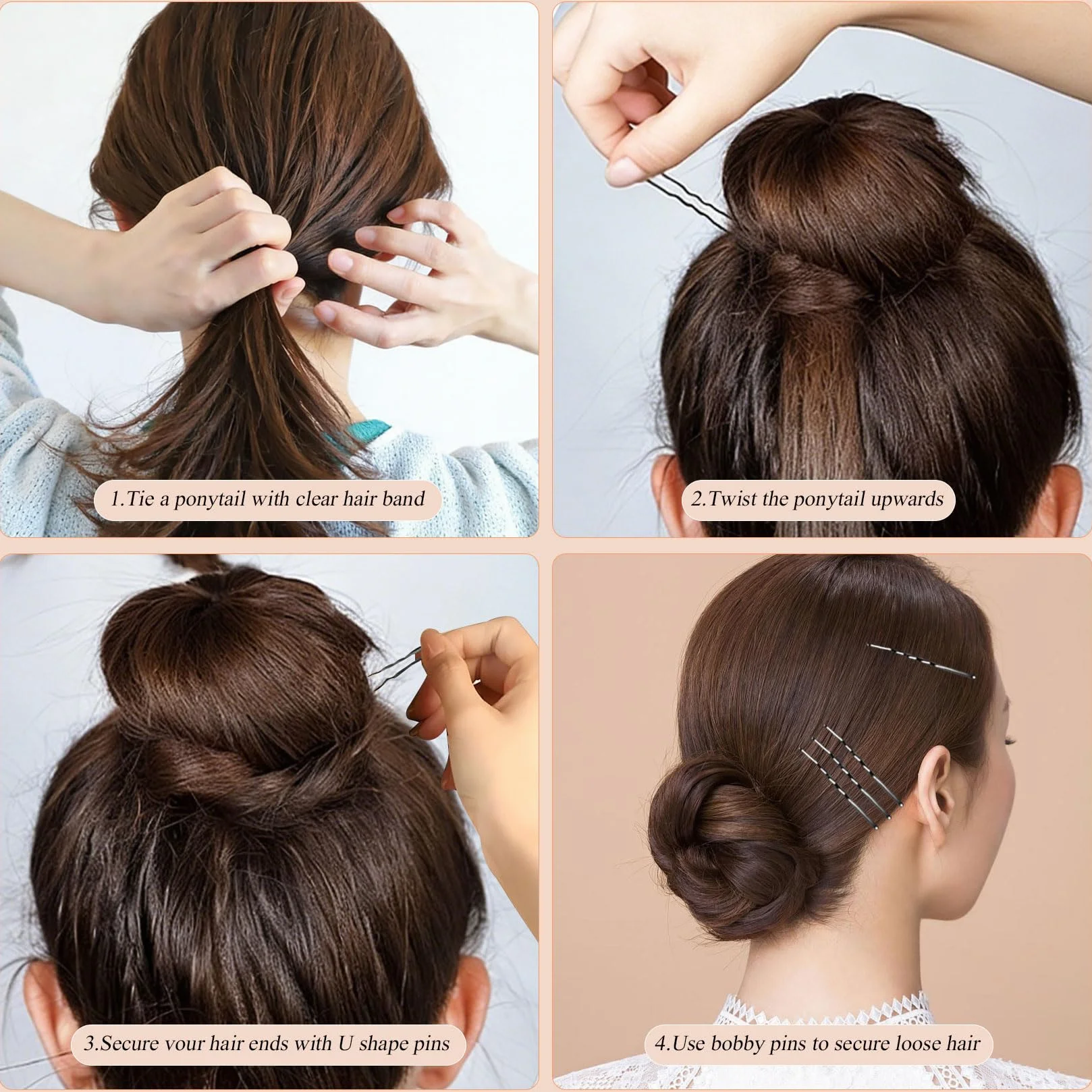 Horquillas Pelo Mujer, 406 Pcs Horquillas Metal para el Cabello con Elástico