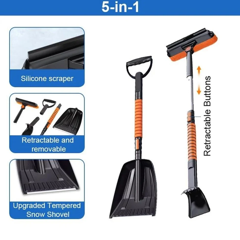 Rascador de hielo para coche 1set Hielo Coche 3 En 1 5 En 1 Retráctil Cepillo Pala Herramienta Remoción De Nieve De Invierno Pala Raspador Eliminación Hielo Auto Clean Accesorios Rascadores de hielo p