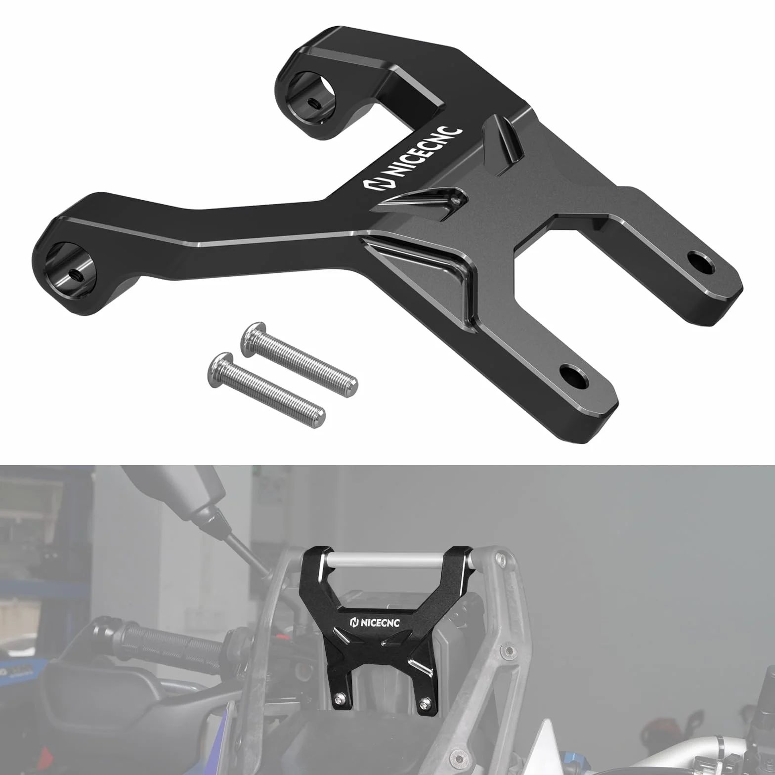 NICECNC Estabilizador de Tablero Negro antivibración Compatible with Yamaha Tenere 700 XTZ700 2019-2024, no es Compatible with Pantalla TFT Digital, aleación de Aluminio