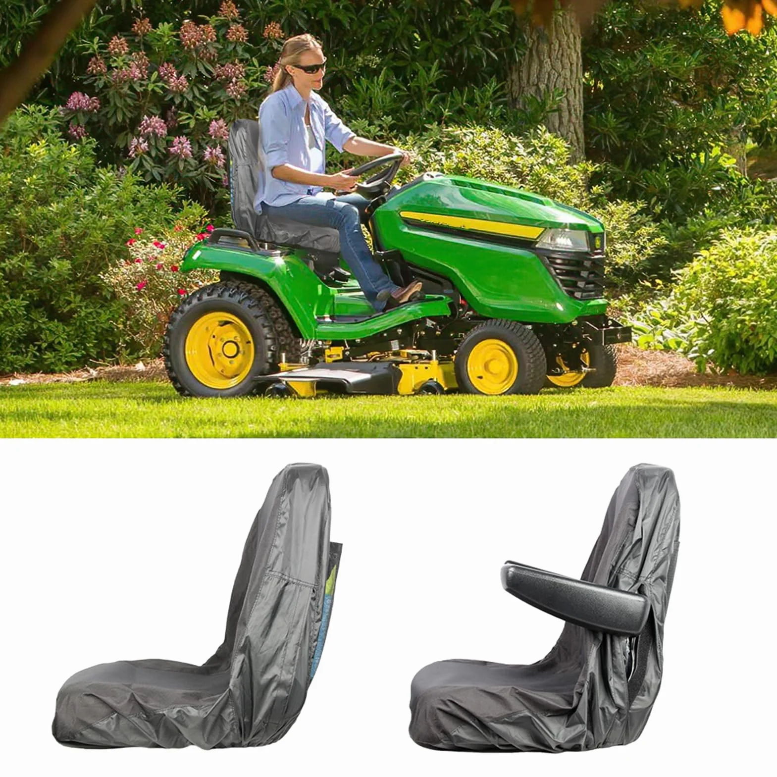 Funda de asiento para tractor, Funda de asiento para cortacésped, Funda de asiento impermeable para tractores, Funda de asiento para tractor de jardín con 2 bolsillos de almacenamiento, tamaño
