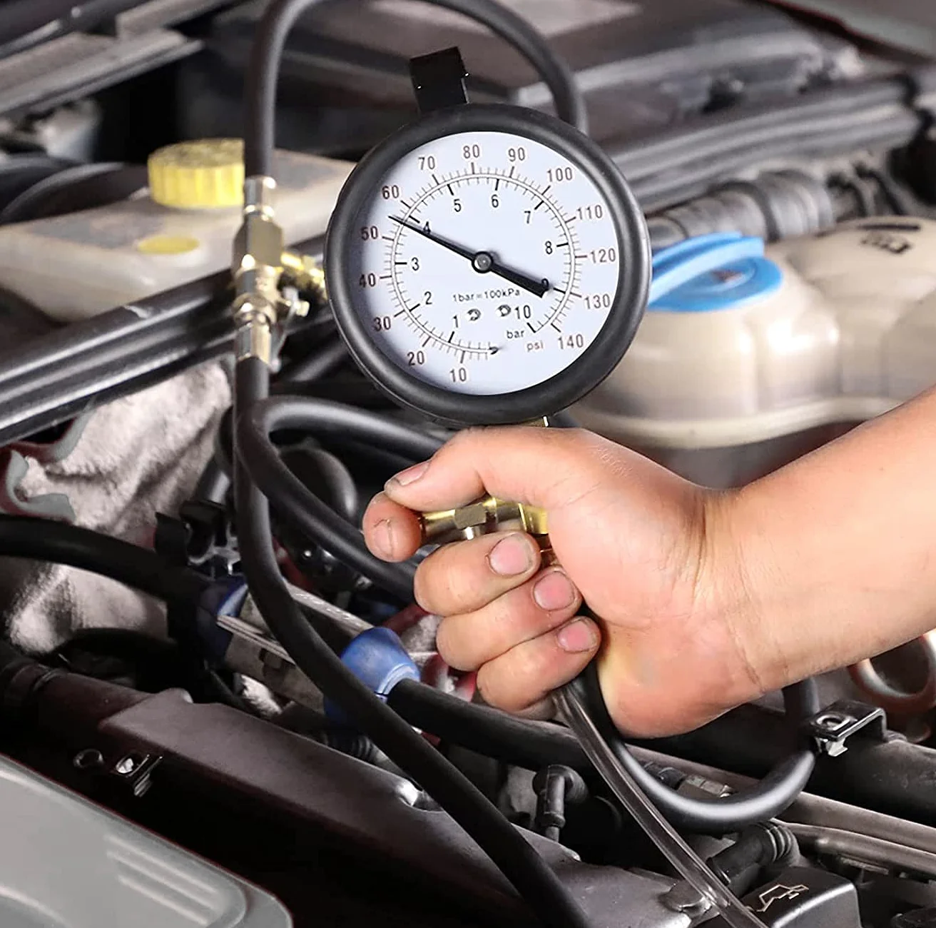 Medidor de compresión de combustible para motores Diésel y Gasolina, 0 a 10 bar TU-443. Compresimetro gasolina