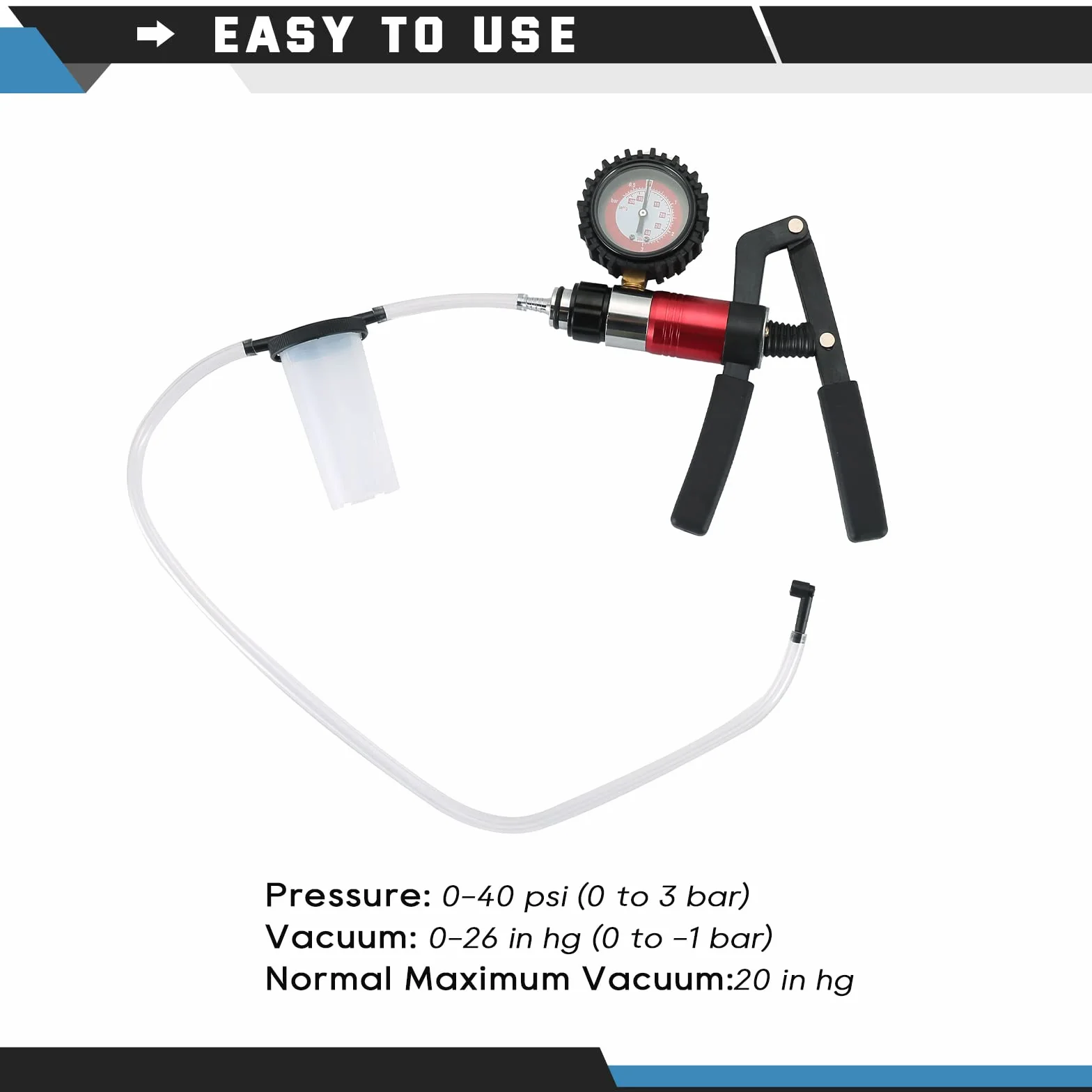 ATPEAM Purgador de Frenos y Bomba de Vacío Multifuncional con Vacuómetro, Kit Completo para Sangrado de Frenos, Diagnóstico de Vehículos y Mantenimiento Automotriz