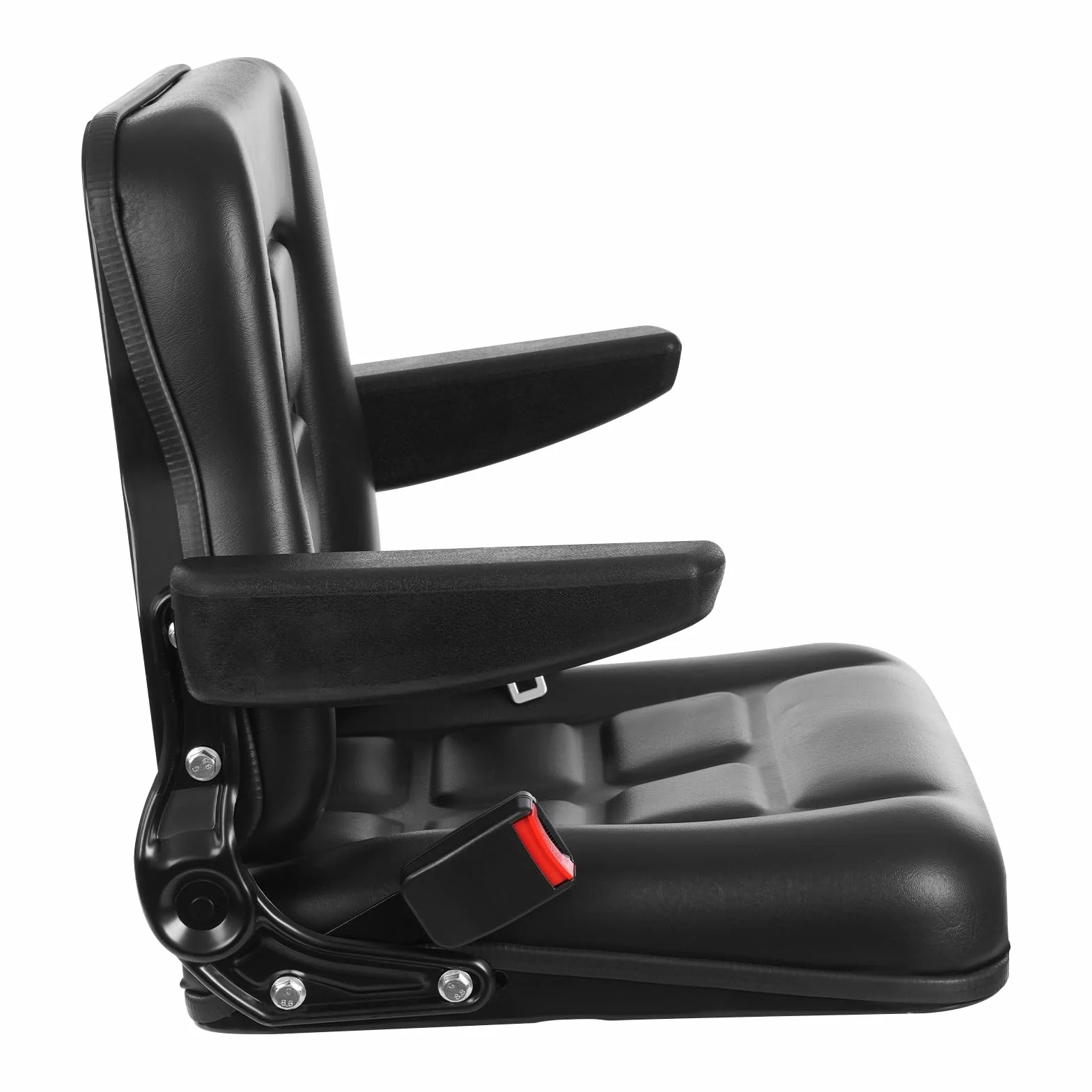 Asiento universal para carretilla elevadora, asiento de tractor ajustable con reposabrazos, cinturón de seguridad y piel sintética de PVC impermeable, para carretillas elevadoras, tractores y
