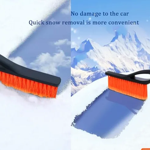 Cepillo de nieve y raspador de hielo para coche, diseño extensible de 60 cm desmontable con agarre de espuma, varilla de aleación de aluminio, incluye guantes y toallas para coches, camiones, SUV
