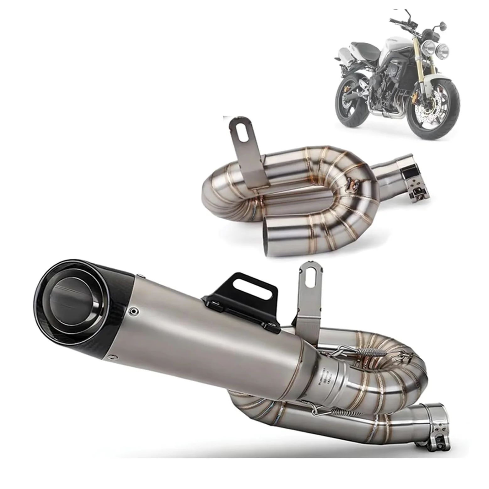 silencioso escape moto Para STREET Para TRIPLE 765R 765S 2017-2024 | Para 765RS Escape tubo de enlace medio silenciador de fibra carbono tubo Escape de motocicleta(Middle)