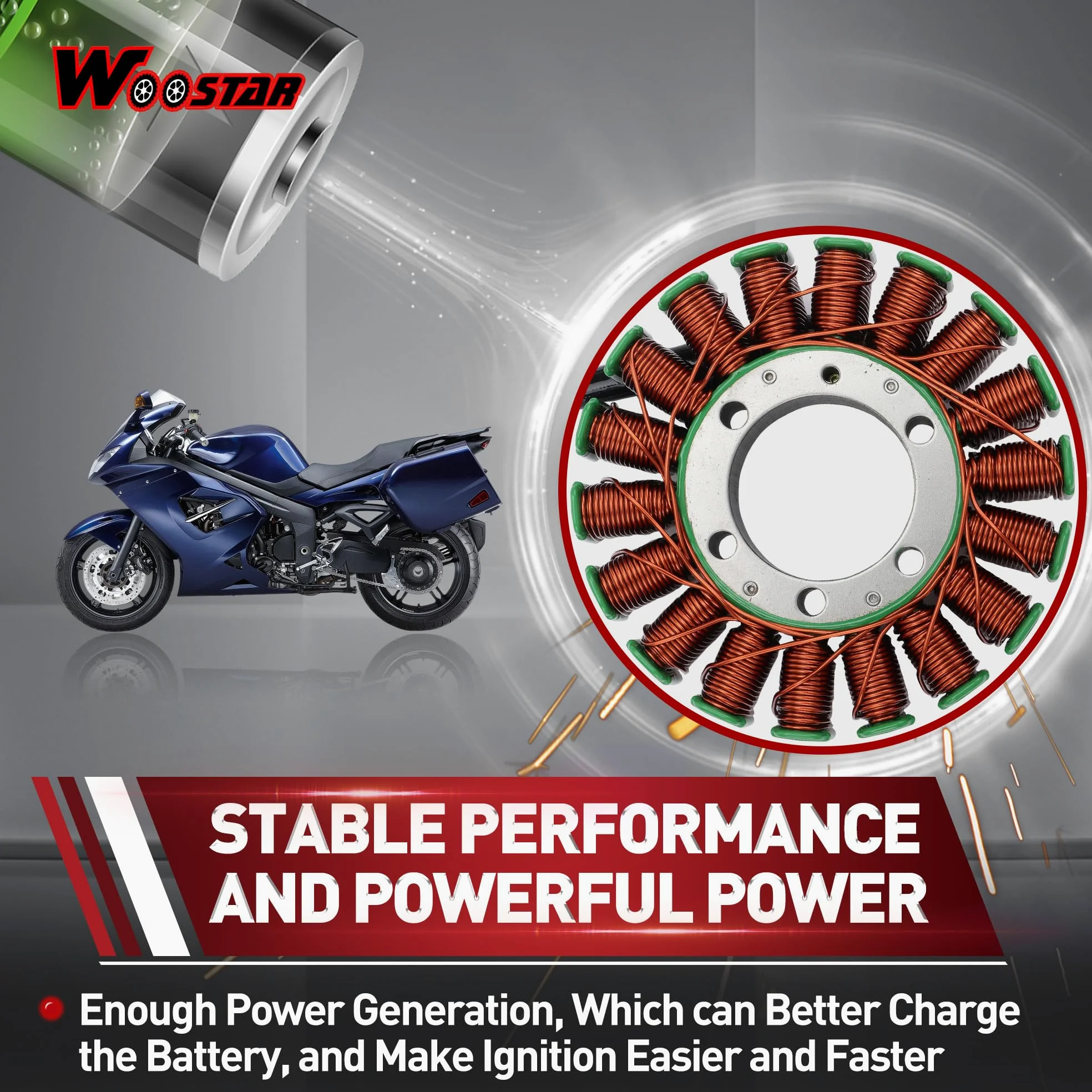 WOOSTAR 18 Bobinas 3 Cable Estator Magneto Reemplazo para Triumph Speed Triple Sprint GT ST Tiger 1050 Daytona 955i OEM T1300111 T1300509 T1300510 T1300507 Motocicletas