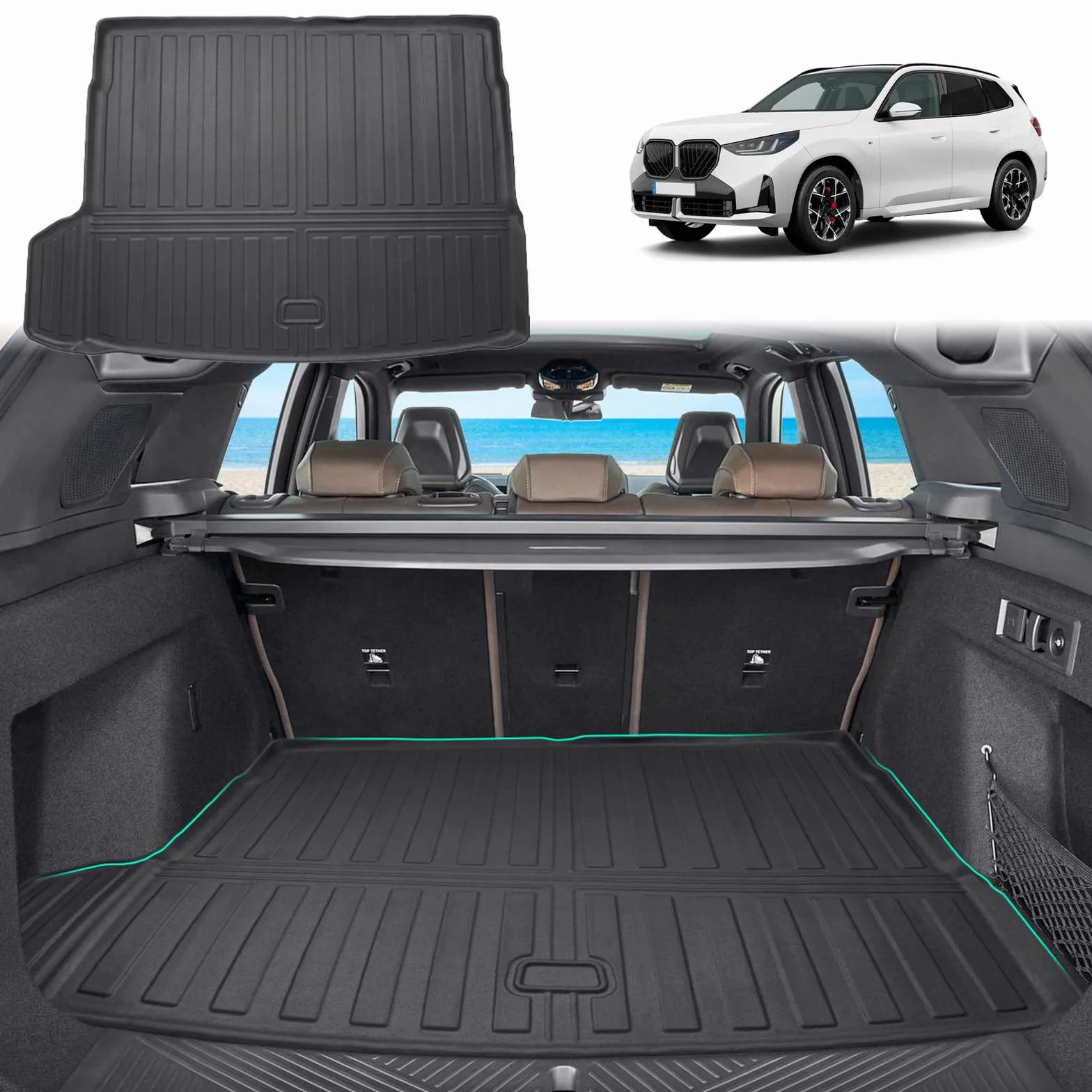 GAFAT Compatible con Nuevo BMW X3 G45 2025 2026 Alfombrilla de Maletero, Fácil de Plegar, X3 2025 MHEV xDrive Alfombras TPE Todo Tipo de Clima, Original 3D Scan Borde Alto, X3 G45 Accesorios [No PHEV]