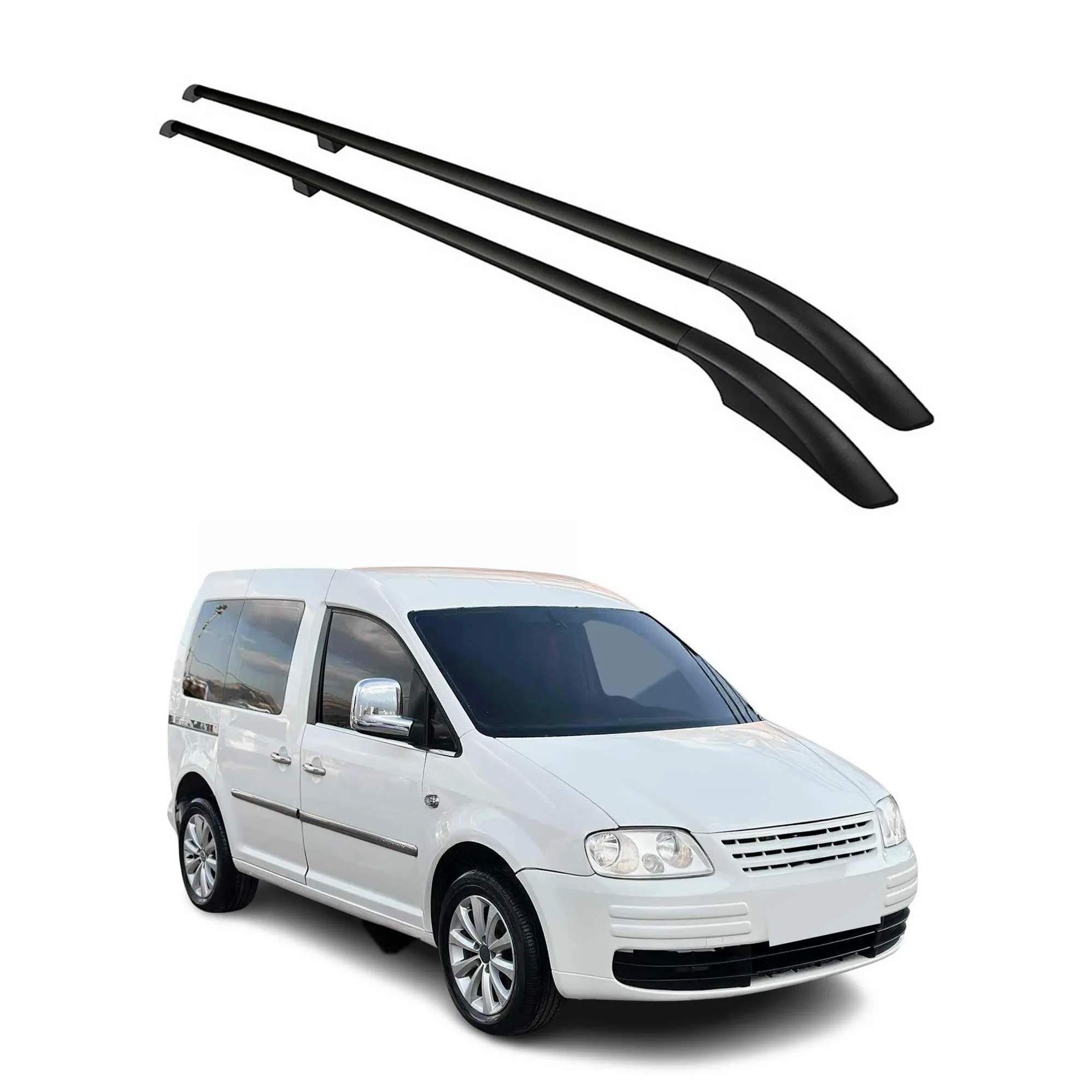 OMAC Barras de Techo Dachgepäckträger Compatible con VW Caddy 2010-2020 L1 Kurz ALU Negro