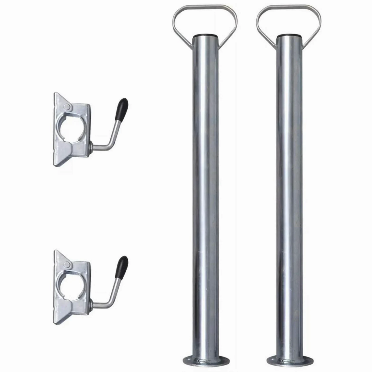 GuyAna 2 Tubos de Soporte con 2 Abrazaderas para Rueda Jockey de 48 mm Apoyo para remolques, remolques, caravanas