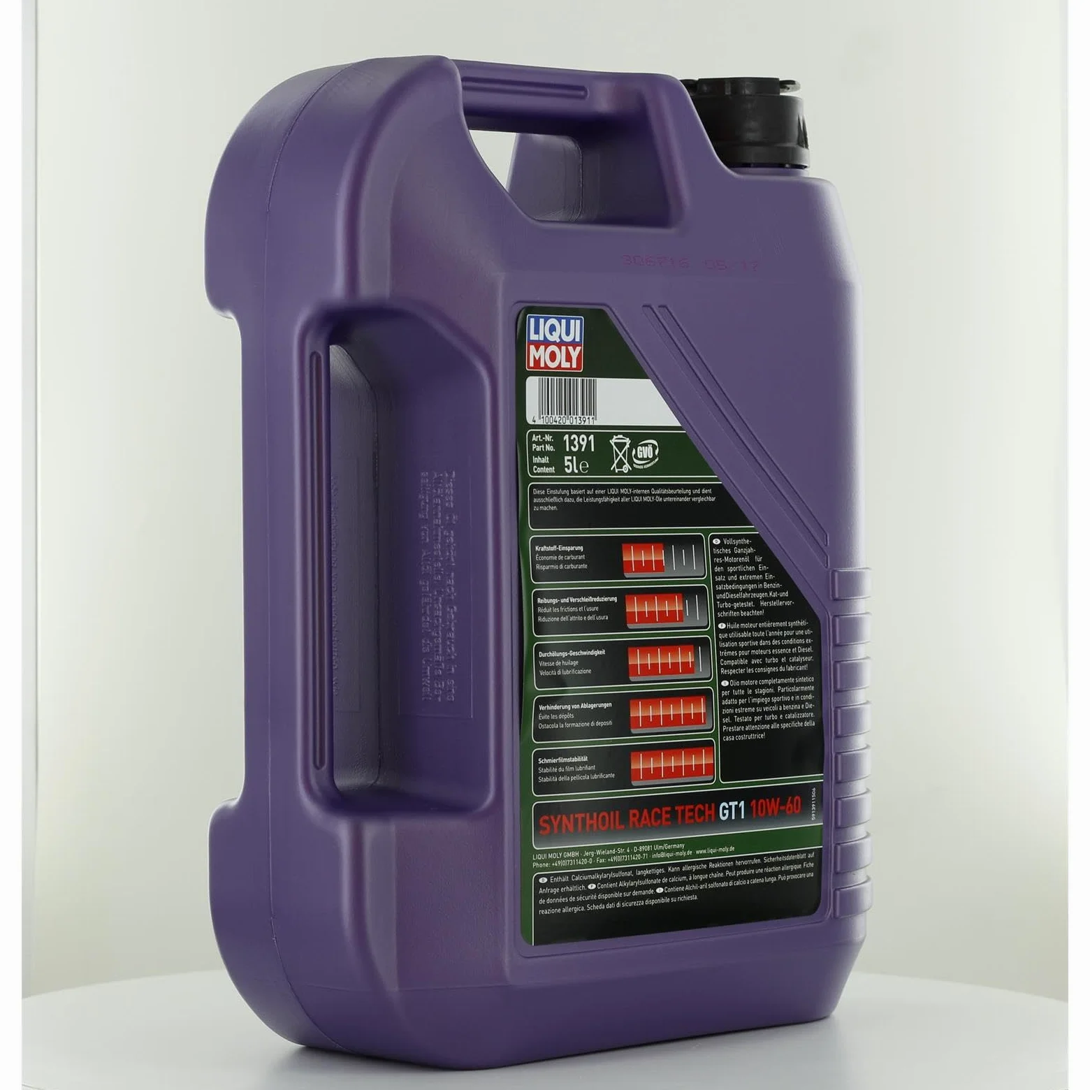 LIQUI MOLY Aceite de motor 10W-60 Synthoil Race Tech Aceite completamente sintético ACEA A3/B4 API SN GT1 5L Compatible con NISSAN Qashqai II J11, J11, RENAULT Megane 3 Grandtour KZ0/1, MITSUBISHI | 1391 / 8909, Synthoil Race Tech GT1 10W-60