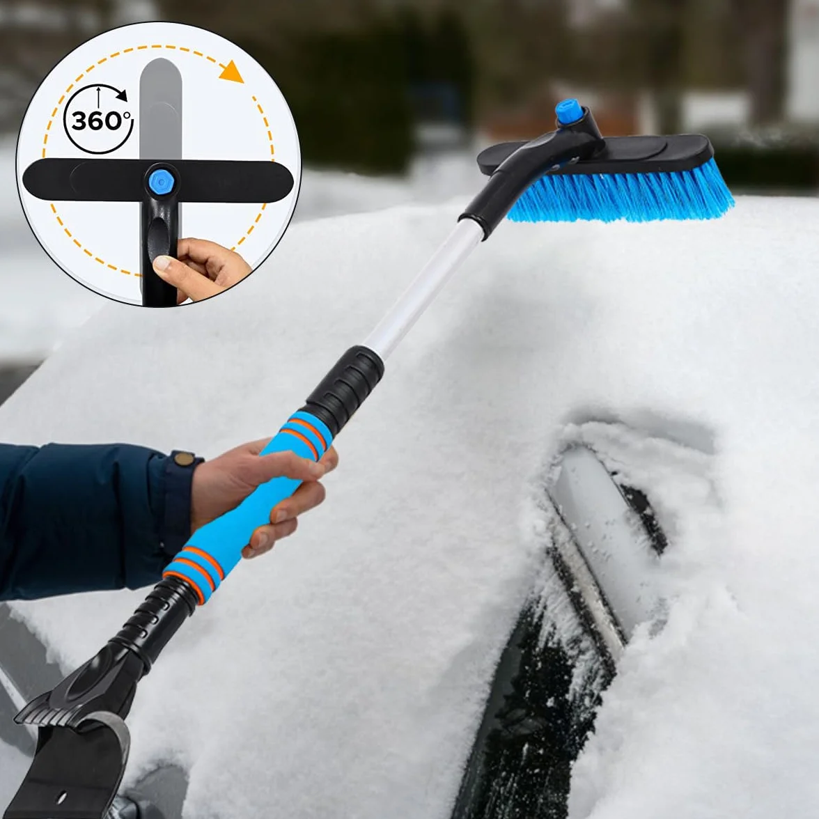Cepillo de Nieve del Coche,Cepillo de Nieve con raspador de Hielo,Cepillo de Nieve Desmontable,Cepillo para Quitar Nieve,Cepillo de Nieve Extensible y Rascador de Hielo para Coche (Negro)