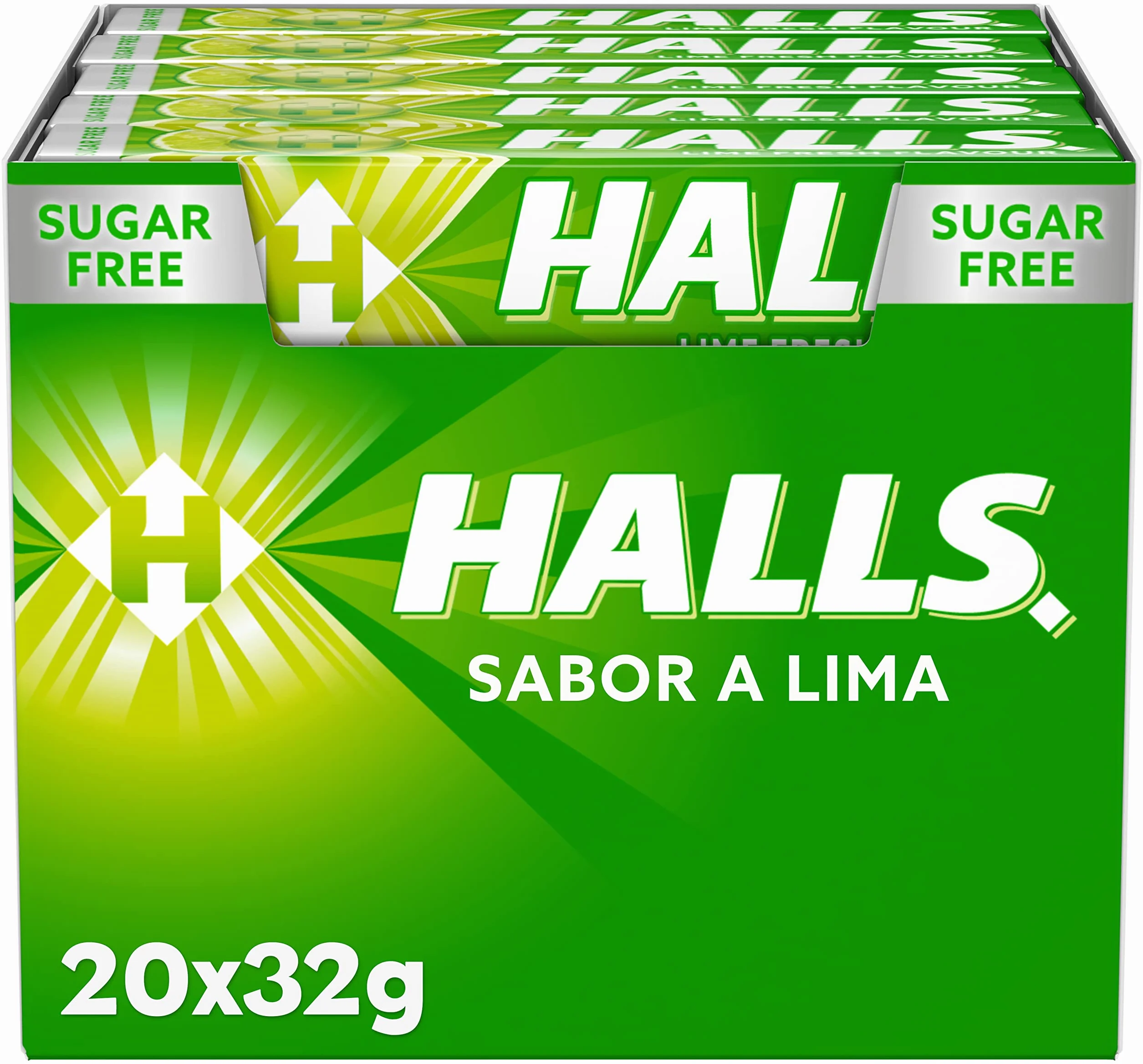 Caramelo Sin Azúcar Halls Lima Caja 20 Sticks 32g