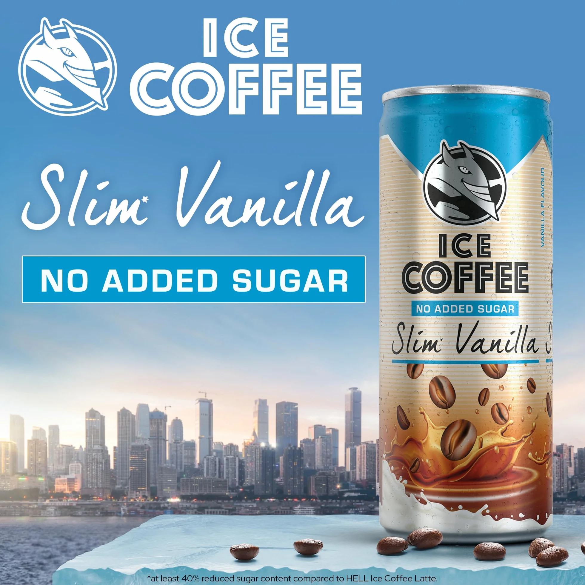 HELL Ice Coffee Slim Vanilla Latte 24x250ml Cafeina 40mg/100ml Cafe Arabica Robusta