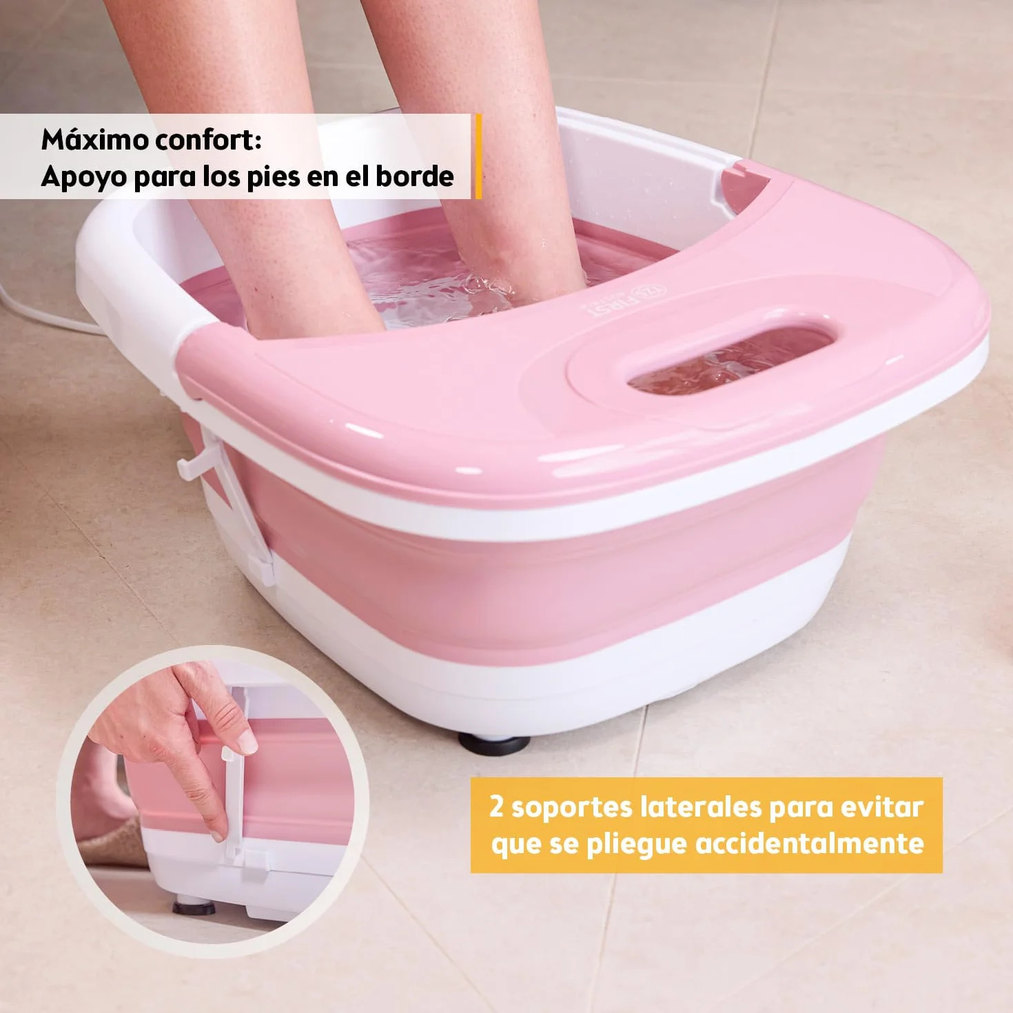 TZS First Austria Hidromasajeador plantar plegable 450W 3 accesorios 8 rodillos de masaje Pediluvio eléctrico vibración burbujas infrarrojos calefacción