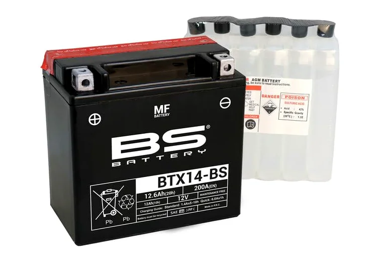 Batería moto BS-Battery BTX14-BS equivalente YTX14-BS 150 x 87 x 145 mm