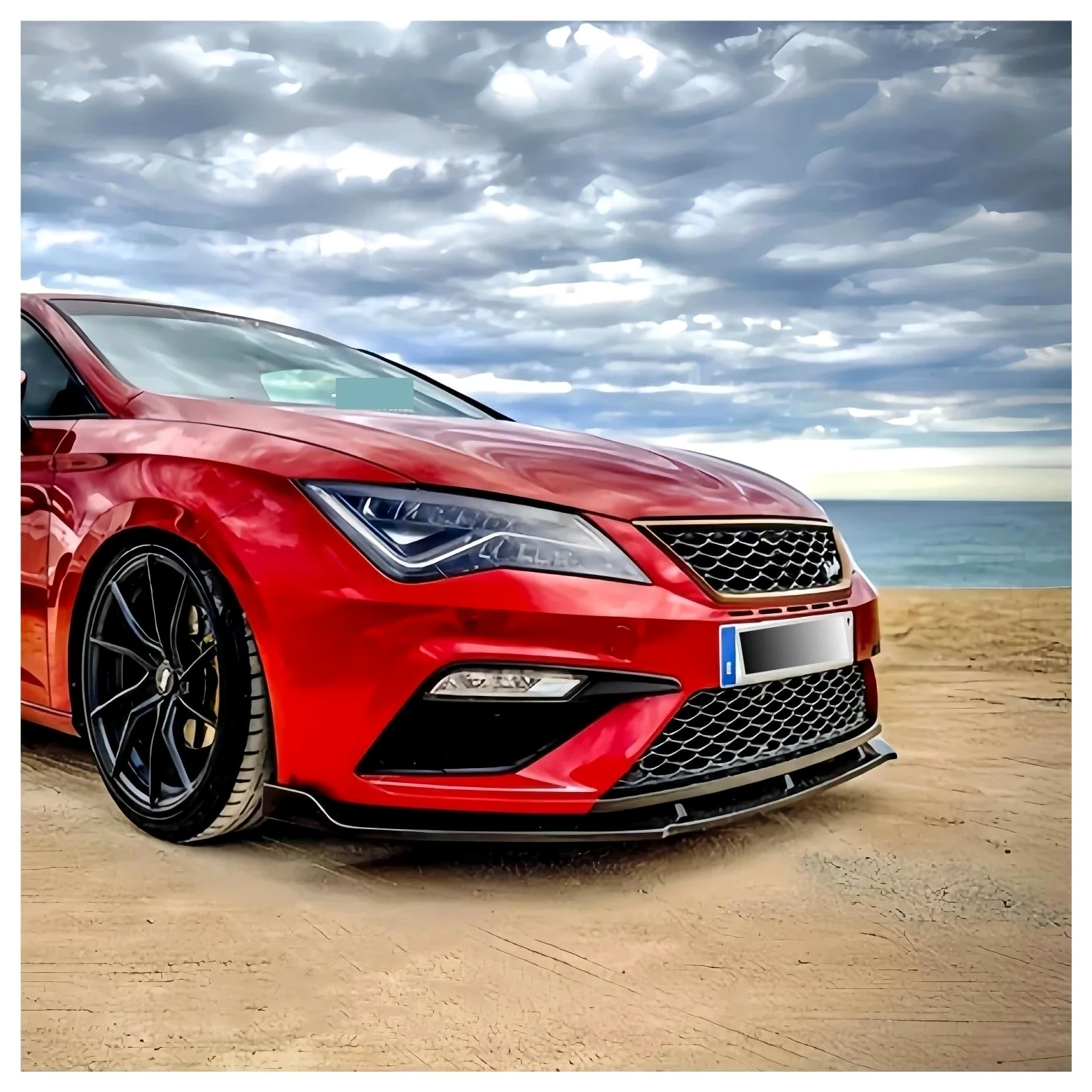 Lip Delantero para Seat Leon MK3.5 S/SS/CS/T para Cupra FR 2017-2020 Tuning Bodykits 3 Uds Parachoques Delantero Coche Difusor Divisor Spoiler Delanteros