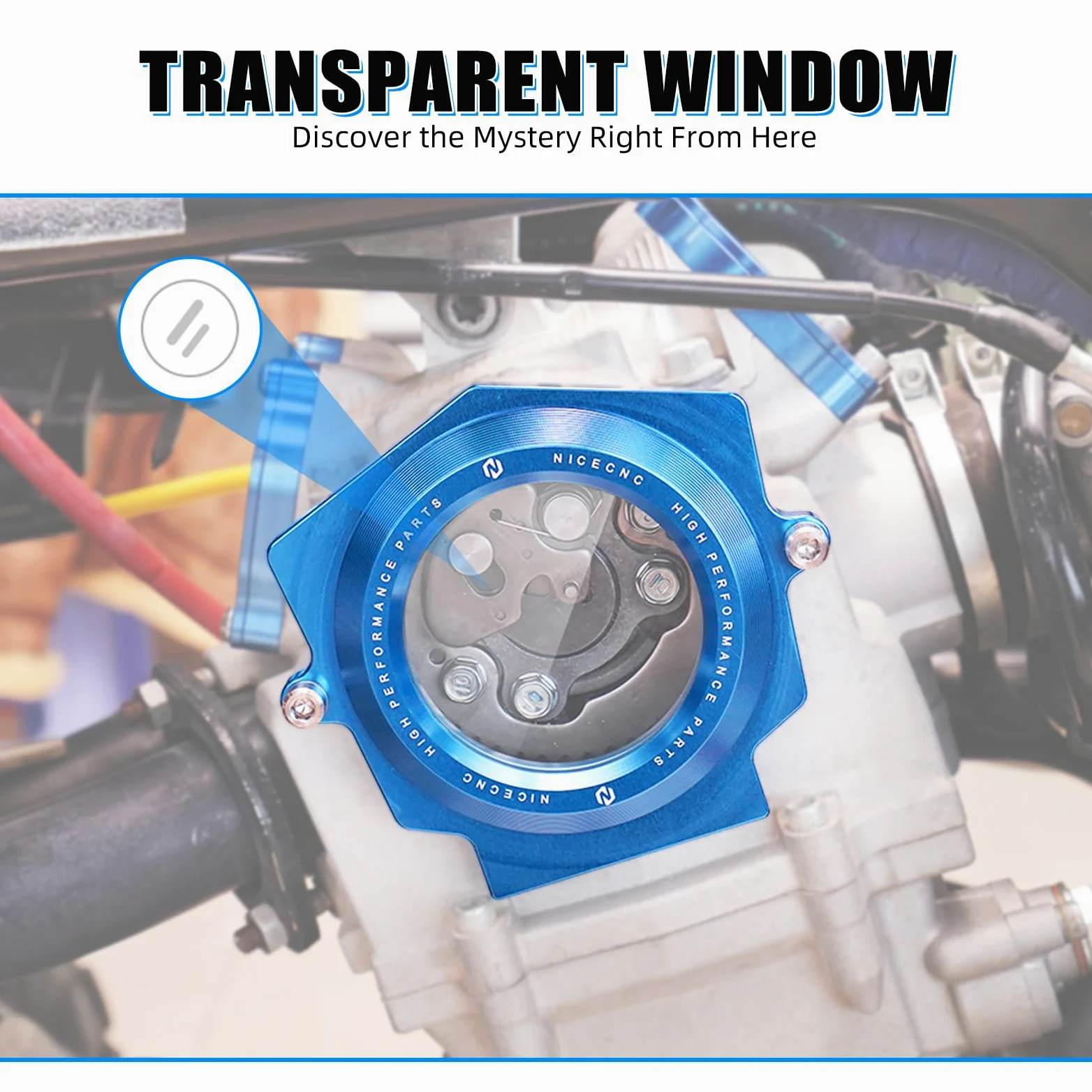 NICECNC Cubierta de Eje de Leva Transparente de aleación de Aluminio Azul Compatible with Yamaha Raptor YFM 700 2006-2024, Raptor 700 R 2009-2024, Raptor 700 SE 2009-2024