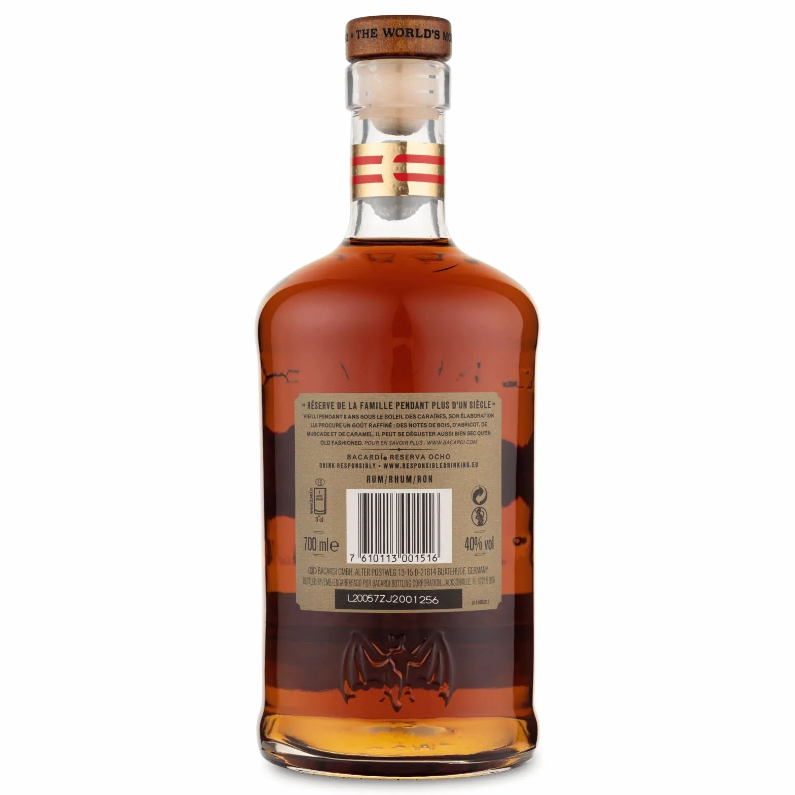 BACARDÍ Reserva 8 Ron Caribeño Premium 40% ALC. 70 cl 700 ml 8 Años
