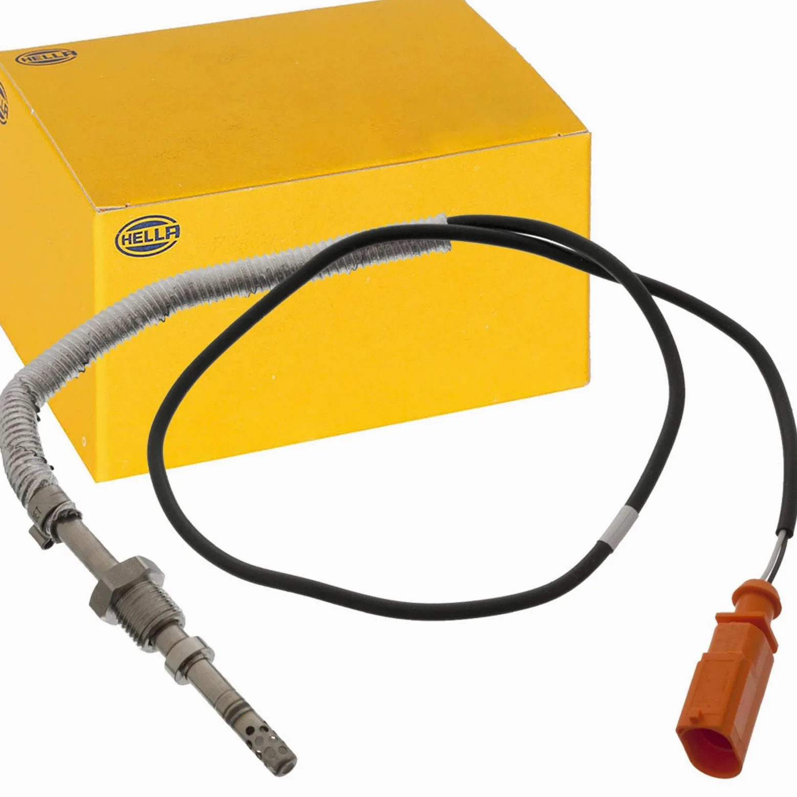 HELLA 6PT 014 494-051 Sensor, temp. gas escape - 2polos - atornillado - Cable: 580mm
