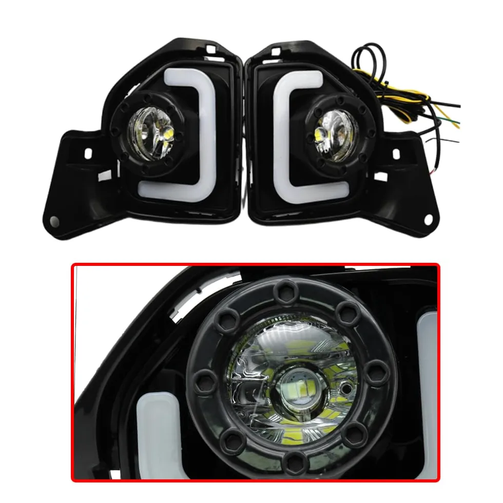 Luces de circulación diurna Riloer, luz LED ámbar + blanca, luz de advertencia para automóvil, indicadores de luz de emergencia de 12 V compatibles con Toyota Hiace 2014-2018
