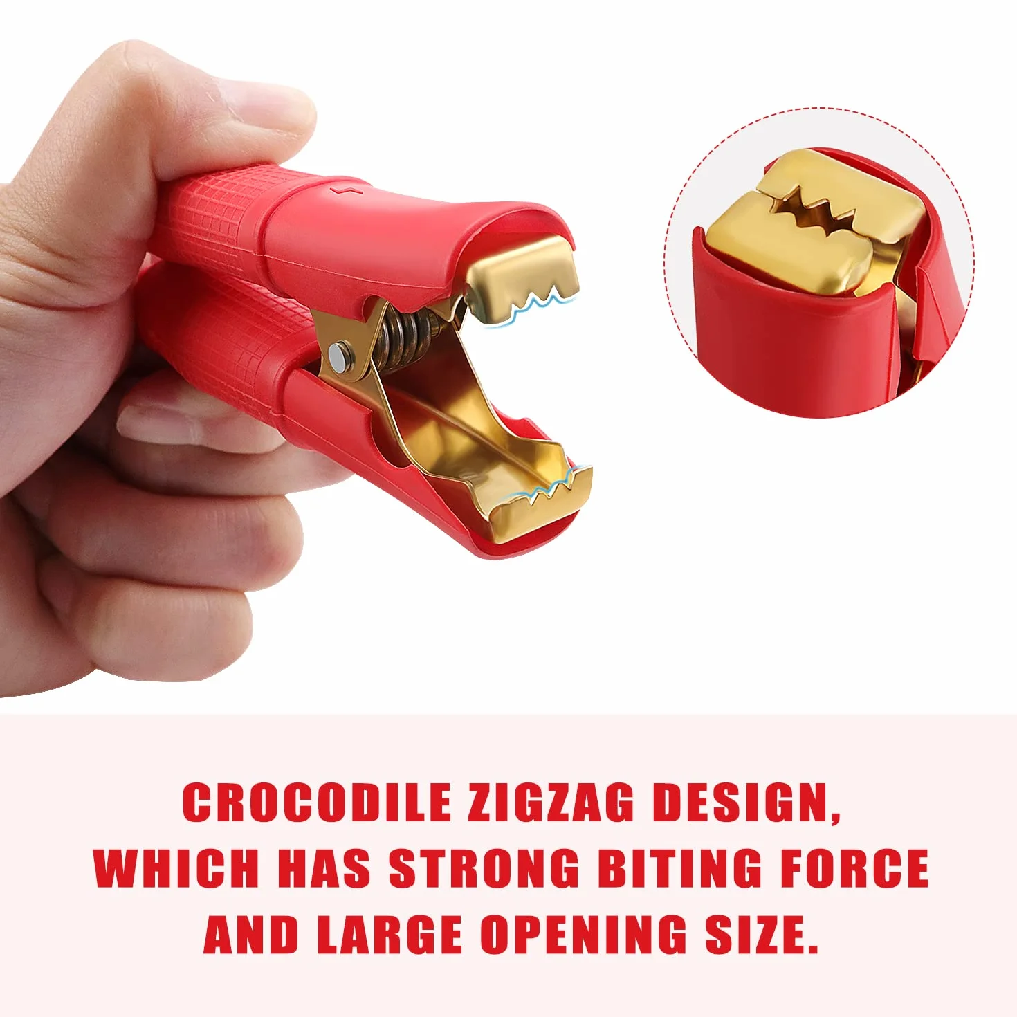 VooGenzek 4 Piezas 100A Pinzas de Cocodrilo, Clips de Cocodrilo Aislados, Abrazaderas de Carga de Cobre Puro, para Cable de Carga de Coche (90mm, Rojo + Negro)