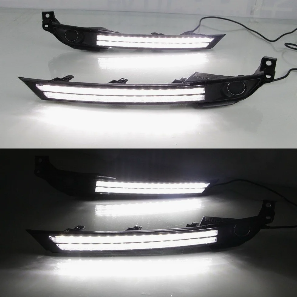 Luces diurnas LED DRL para Mazda CX-5 CX-8 2017-2021 Sin la versión de la lámpara antiniebla, LED parachoques delantero DRL + amarillo Streamer luces de señalización