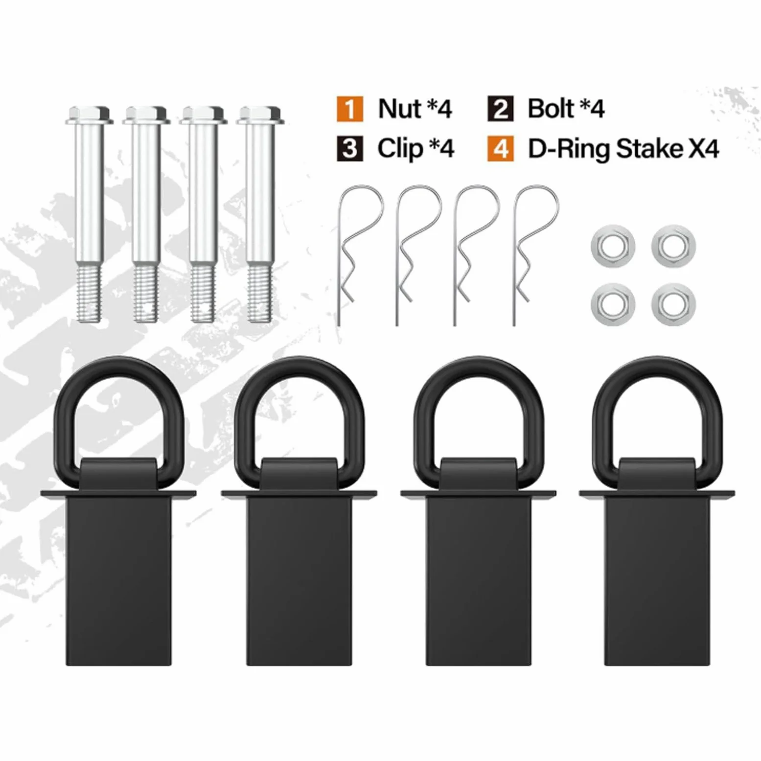 Anillos en D de Bolsillo con Estaca, 20000 Libras, 4 Orificios, Amarre Ajustable para Remolque de Servicio Pesado, Anclaje de Amarre para Plataforma de Camión con Pernos Antipérdida, para